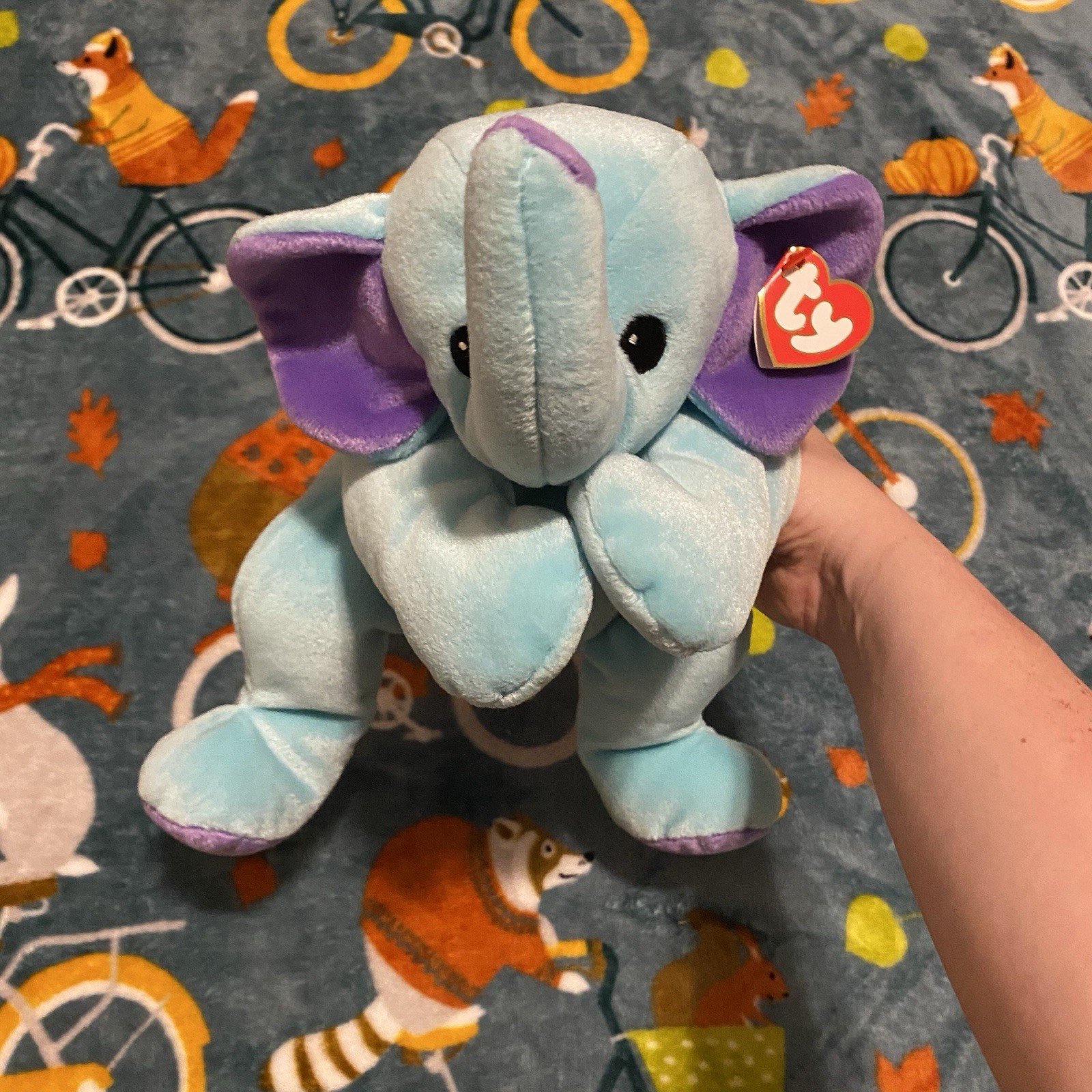 Vtg 1998 TY Squirt the Elephant Pillow Pal Blue/Purple Plush Stuffed Animal NWT
