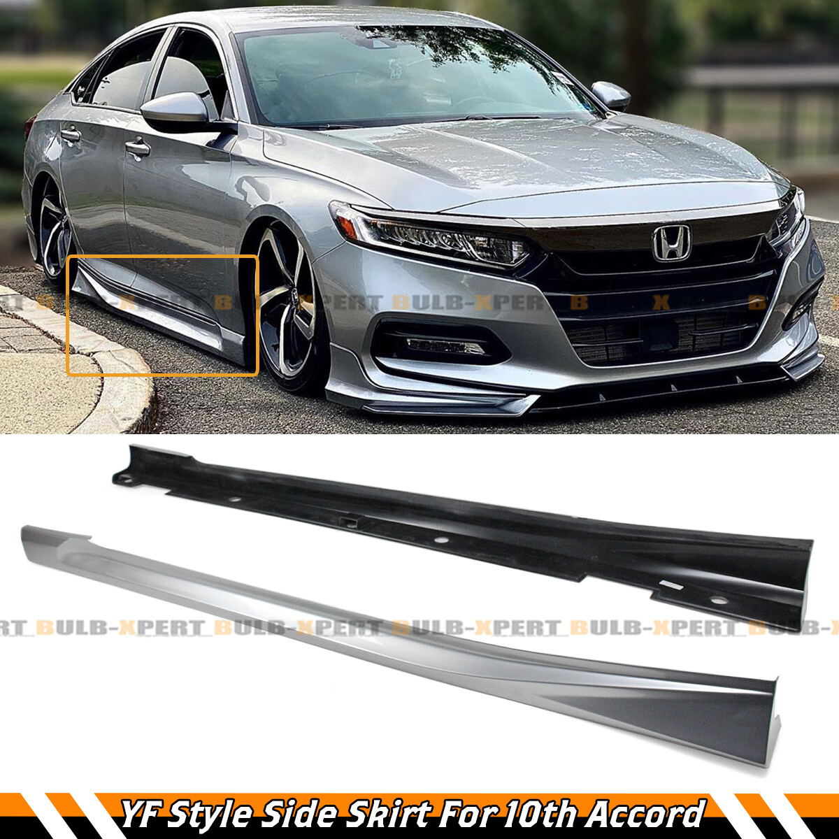 For 2018-2022 Honda Accord Yofer Lunar Silver Metallic JDM Side Skirt Extensions