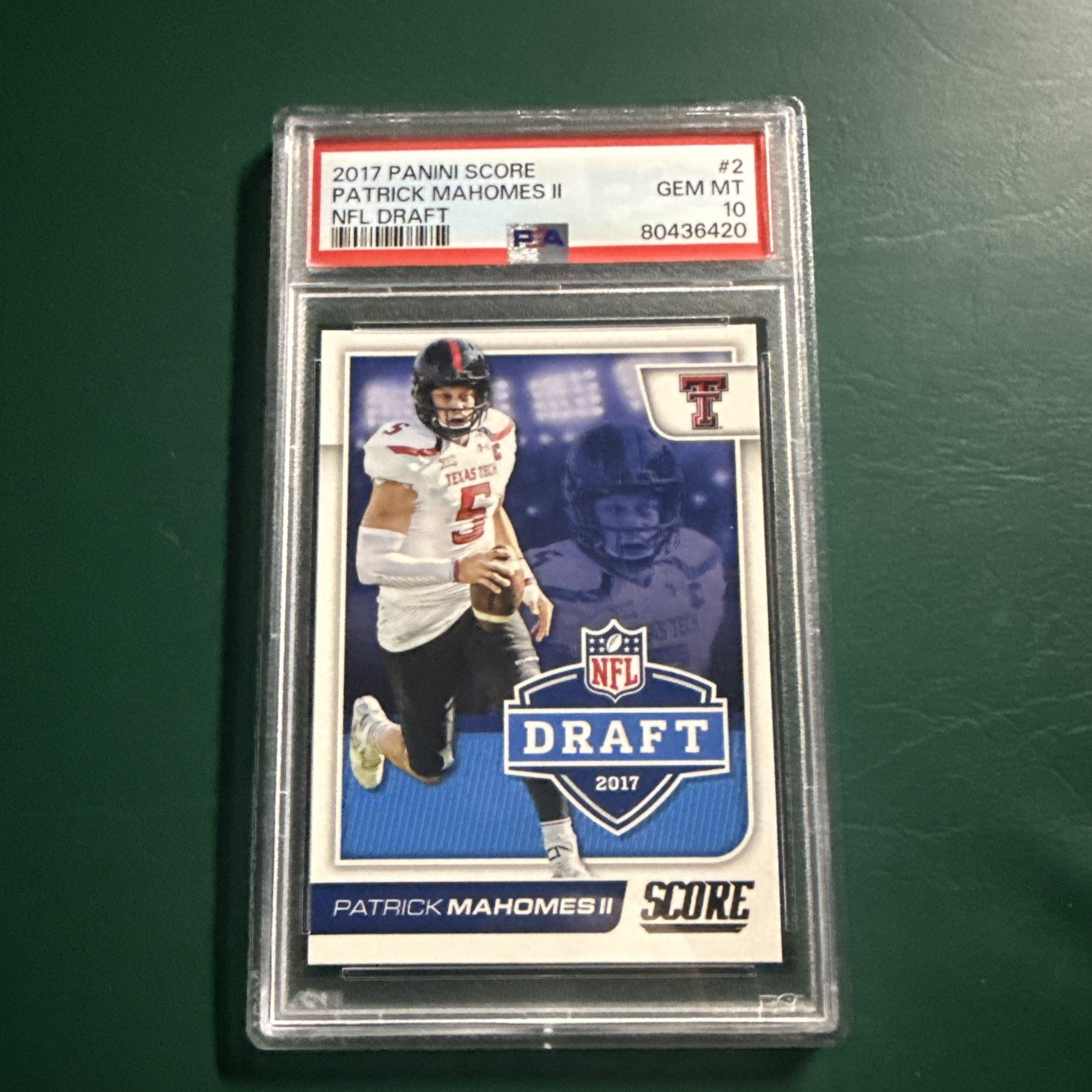 2017 Score - NFL Draft Patrick Mahomes II #2 Texas Tech RC PSA 10 2017 Score - NFL Draft Patrick Mahomes II #2 Texas Tech RC PSA 10