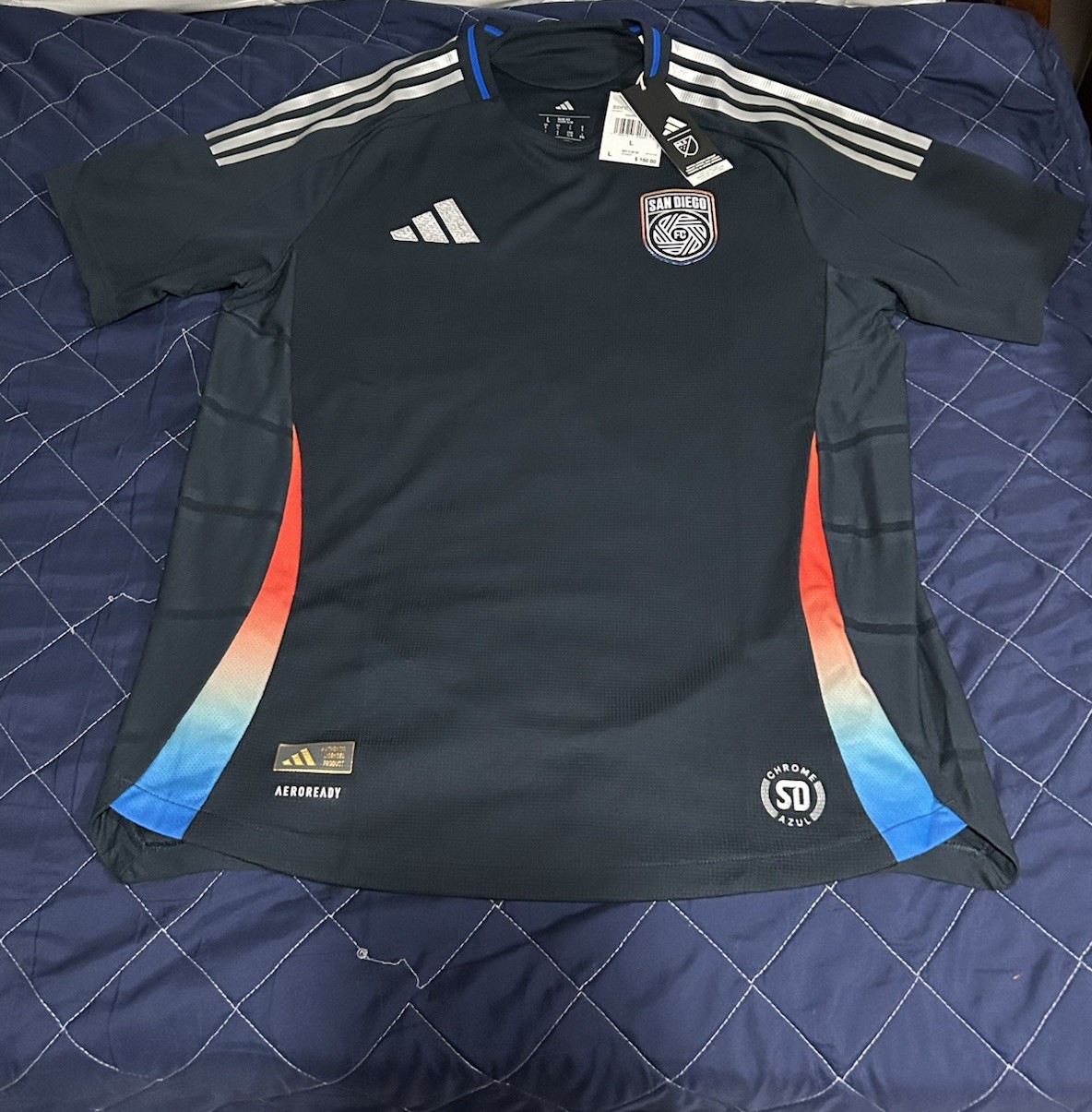 adidas San Diego FC MLS Soccer Jersey Navy Blue Orange White Men’s Size L adidas San Diego FC MLS Soccer Jersey Navy Blue Orange White Men’s Size L
