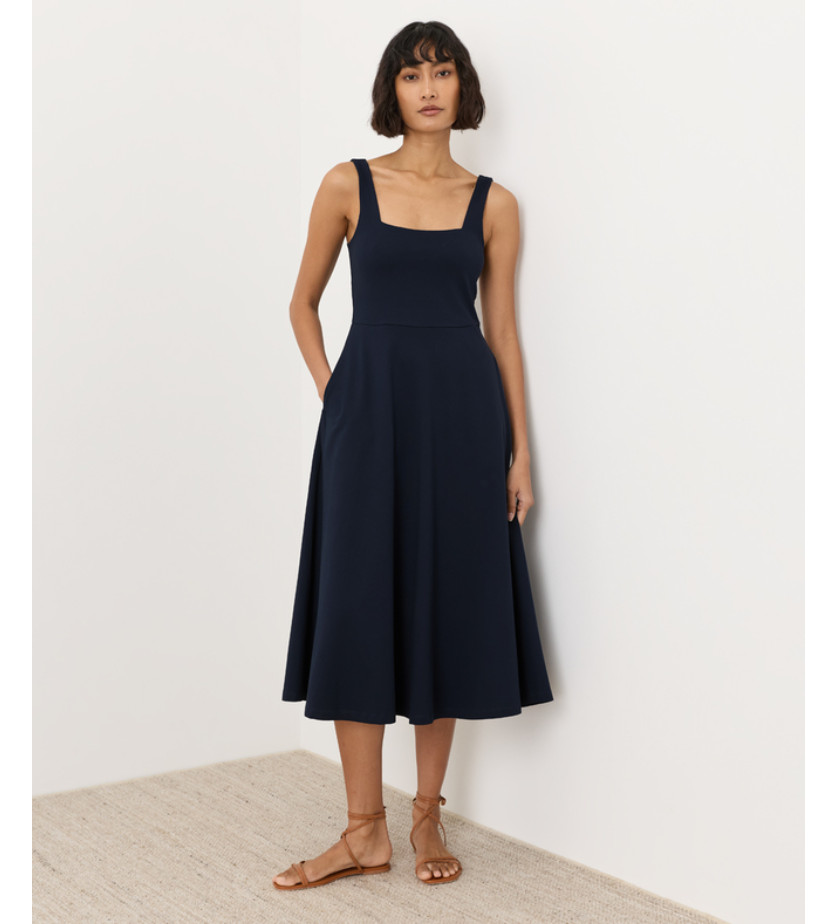 Pact Organic Fit & Flare Square Neck Dress