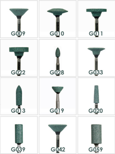 100 Pcs Dental Lab Quality Green Mounted Stones 