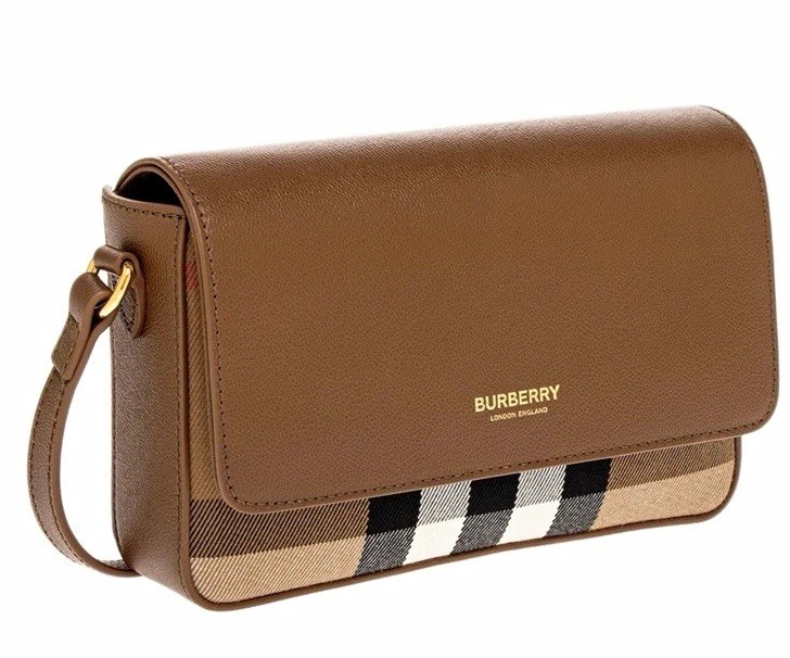 Burberry Women’s Brown Check Crossbody Bag Gold Hardware Adjustable Strap Burberry Women’s Brown Check Crossbody Bag Gold Hardware Adjustable Strap