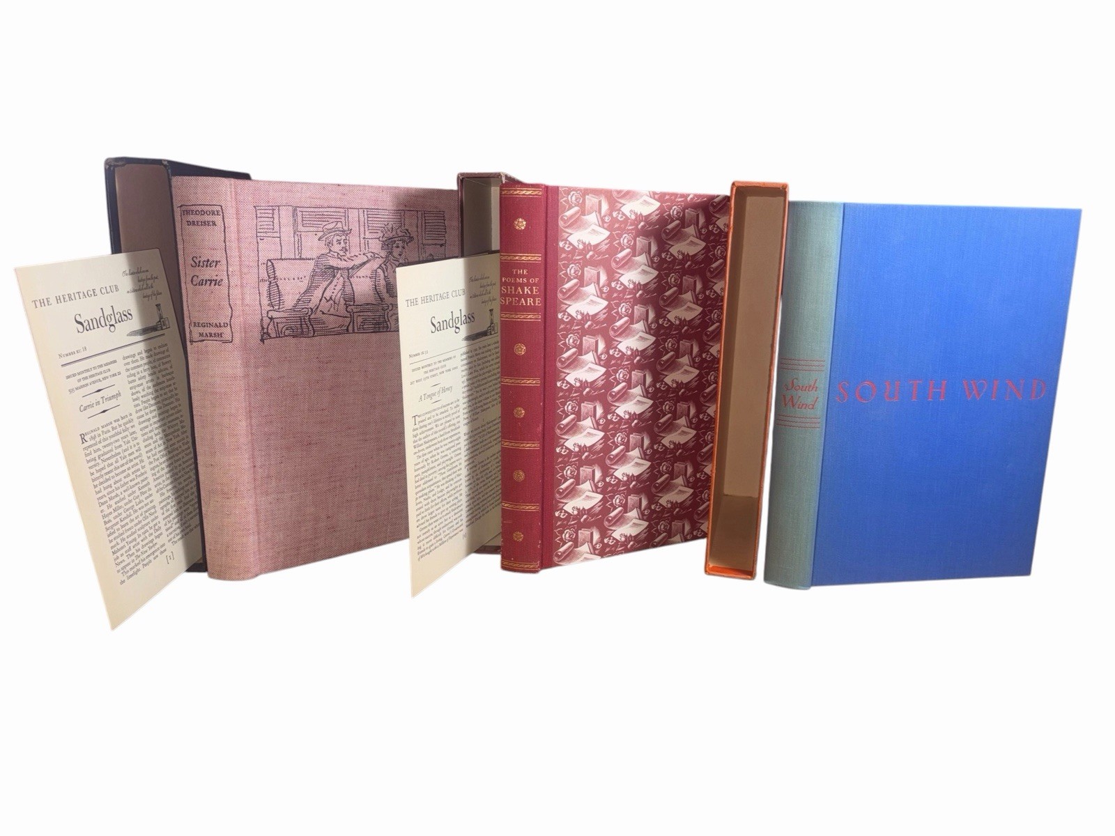 Heritage Press LOT 3 Sister Carrie Poems Shakespeare South Wind Sandglass Case