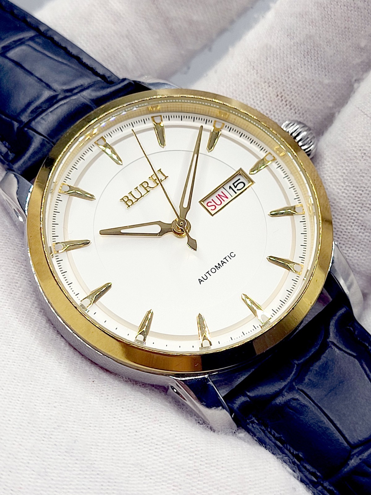 [N. MINT] 42mm Burei Men’s Automatic Seiko Movement Two Tone Watch 