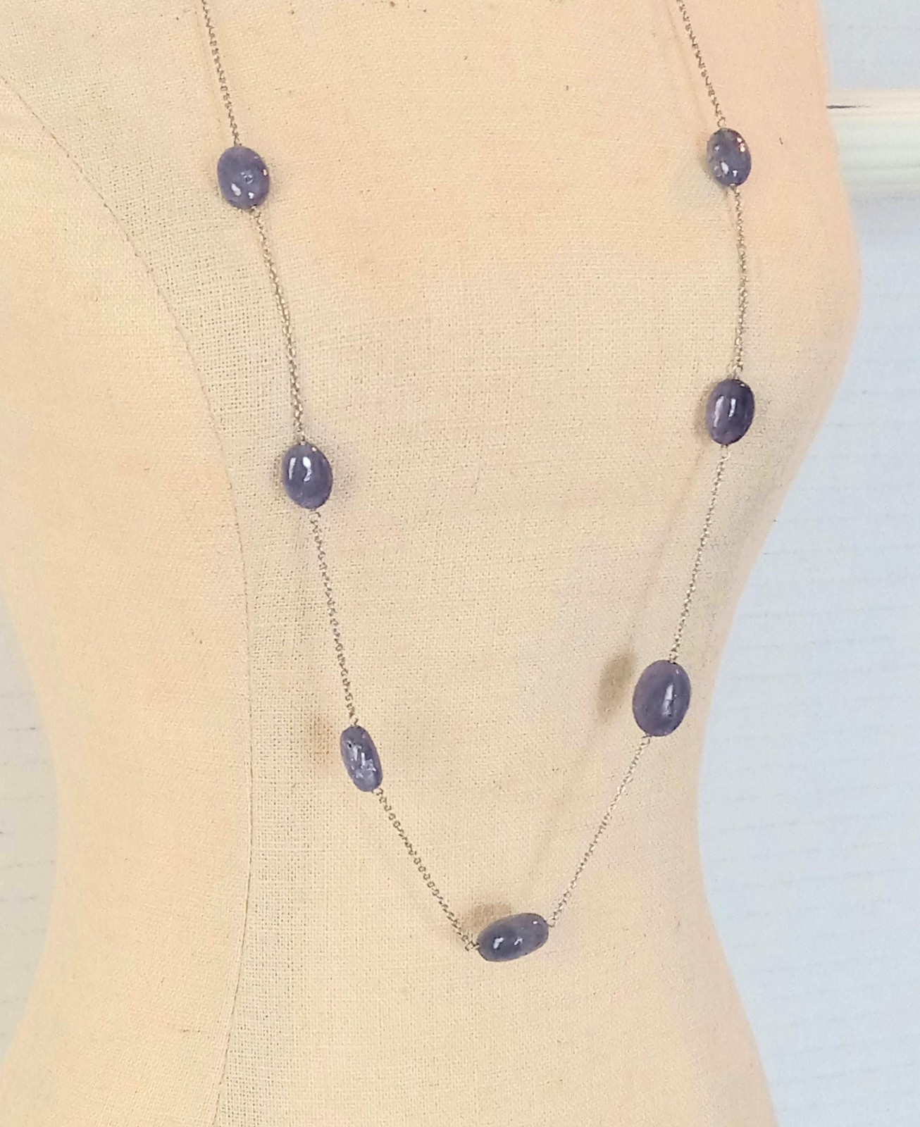 Vintage Tanzanite Beaded Necklace: 14K White Gold, 19 Inch Vintage Tanzanite Beaded Necklace: 14K White Gold, 19 Inch