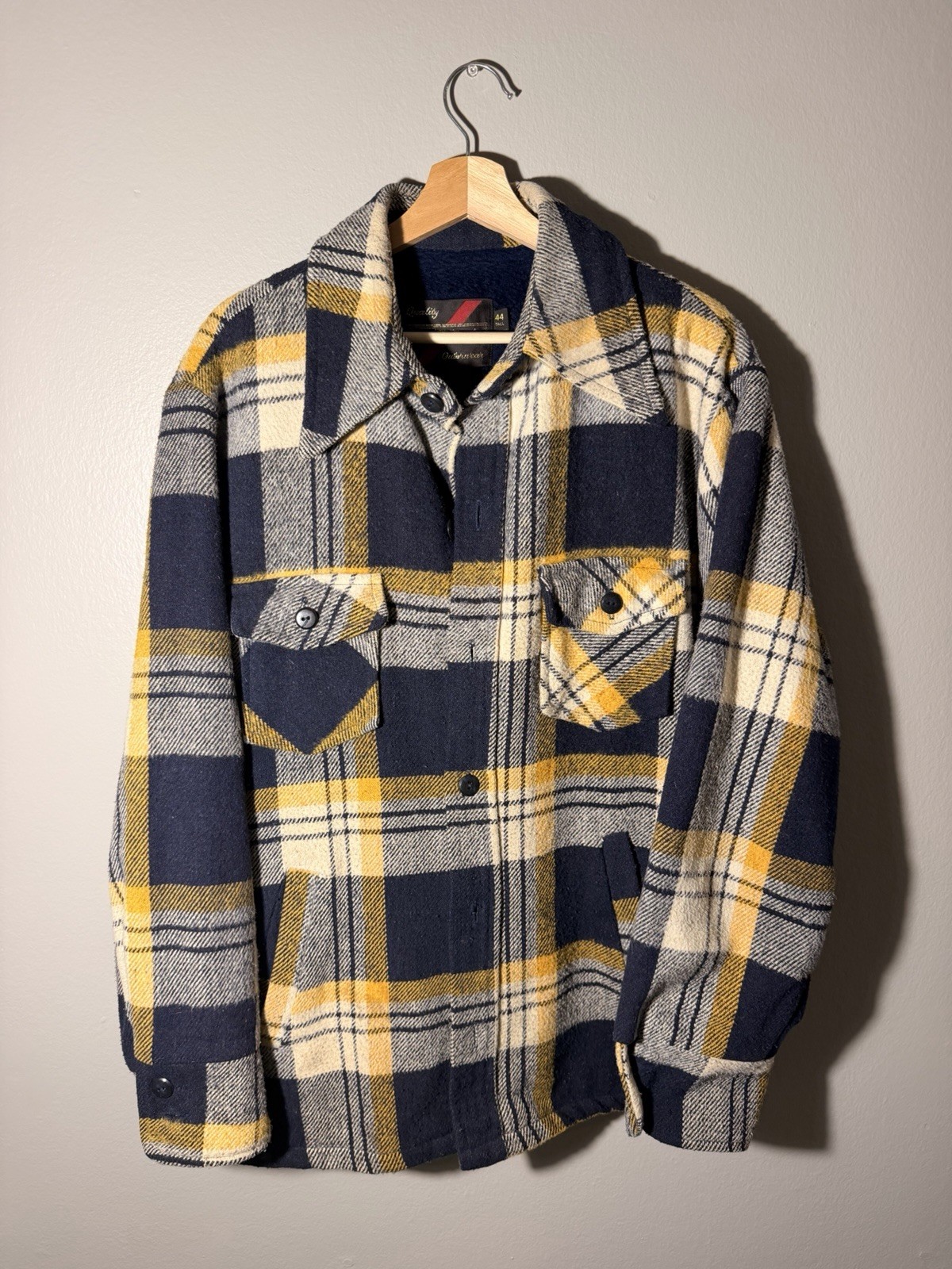 TRUE VINTAGE 60s 70s Sears Flannel Jacket Quilted Lining SIZE XL TRUE VINTAGE 60s 70s Sears Flannel Jacket Quilted Lining SIZE XL