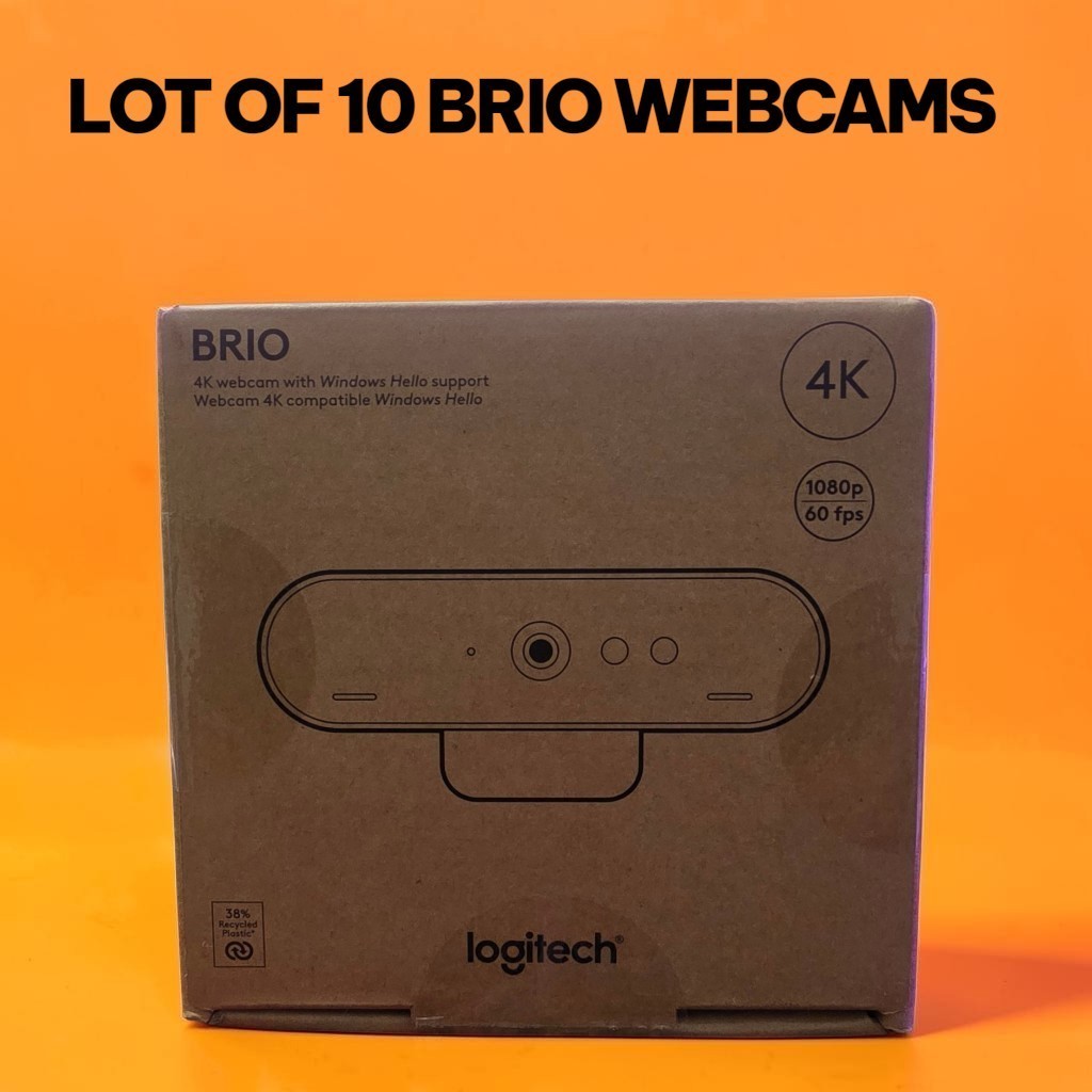 Logitech BRIO 4K Ultra HD Webcam 960-001105 NEW - 10 Pack Bulk Lot