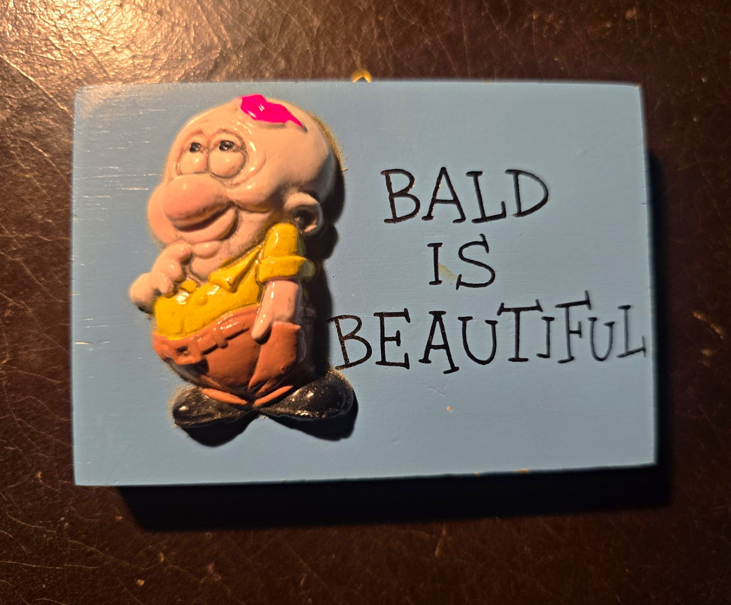Vintage 1974 Wallace Berrie Bald Is Beautiful 3D Figurine Wall Plaque Easel Vintage 1974 Wallace Berrie Bald Is Beautiful 3D Figurine Wall Plaque Easel