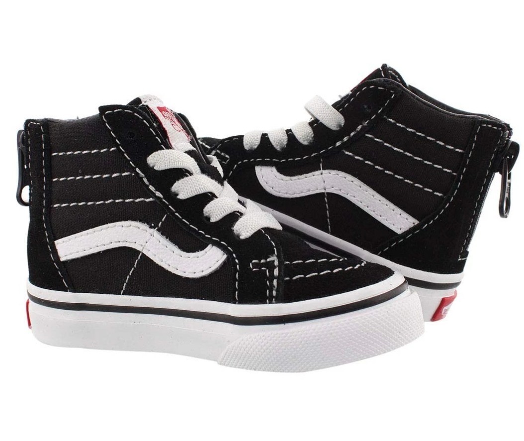 Vans Toddlers Sk8Hi Zip Shoes | Black/White | Authentic New Vans Toddlers Sk8Hi Zip Shoes | Black/White | Authentic New