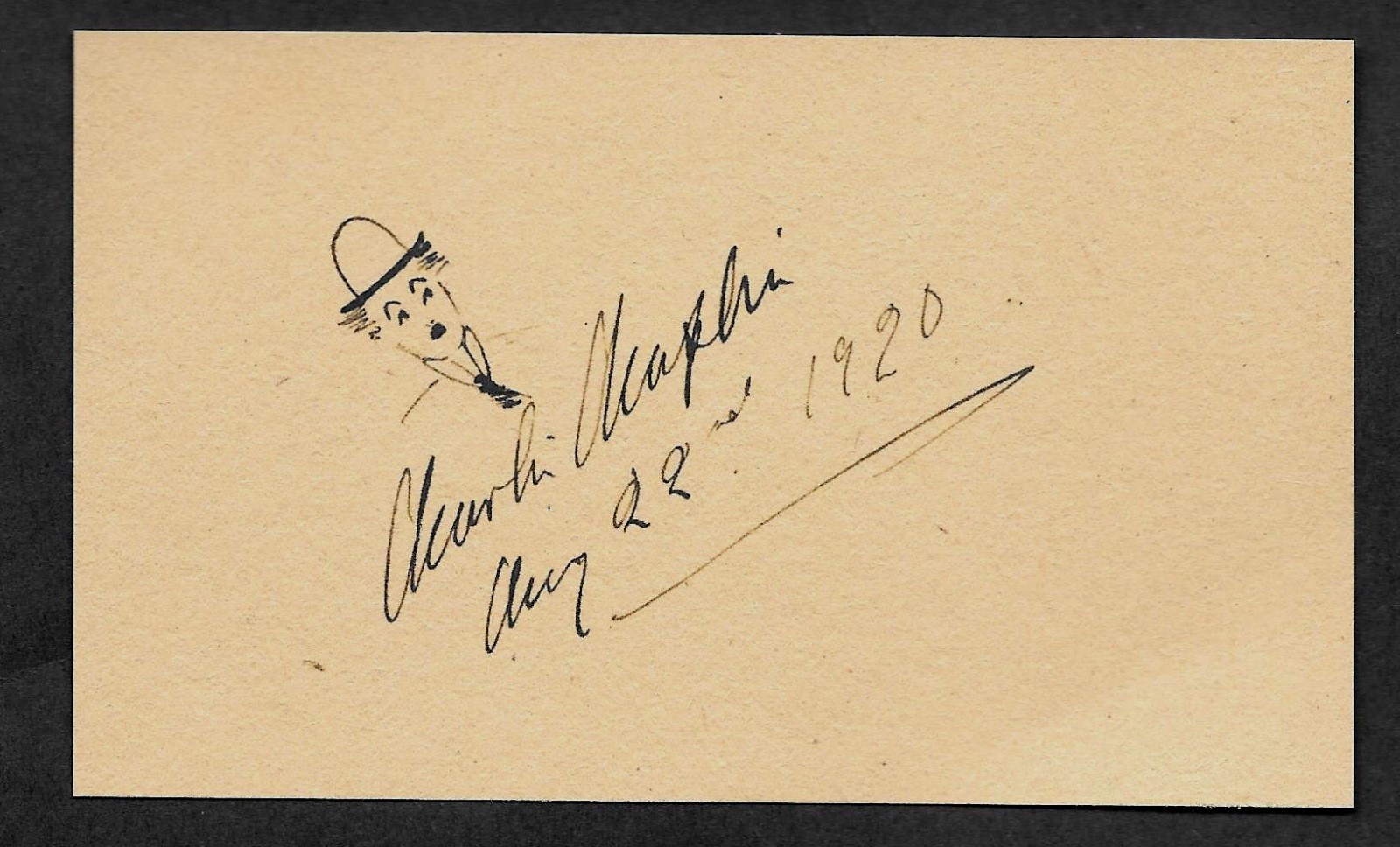 Charlie Chaplin Autograph Reprint On Genuine Original Period 1920s 3x5 Card Charlie Chaplin Autograph Reprint On Genuine Original Period 1920s 3x5 Card