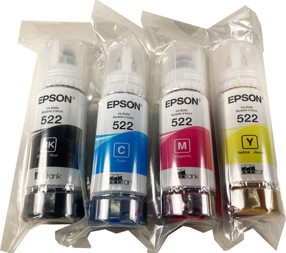 Genuine Epson 522 Ink Bottles 4 Pack for ET-2720 ET-2800 ET-2803 ET-4700 ET-4800 Genuine Epson 522 Ink Bottles 4 Pack for ET-2720 ET-2800 ET-2803 ET-4700 ET-4800