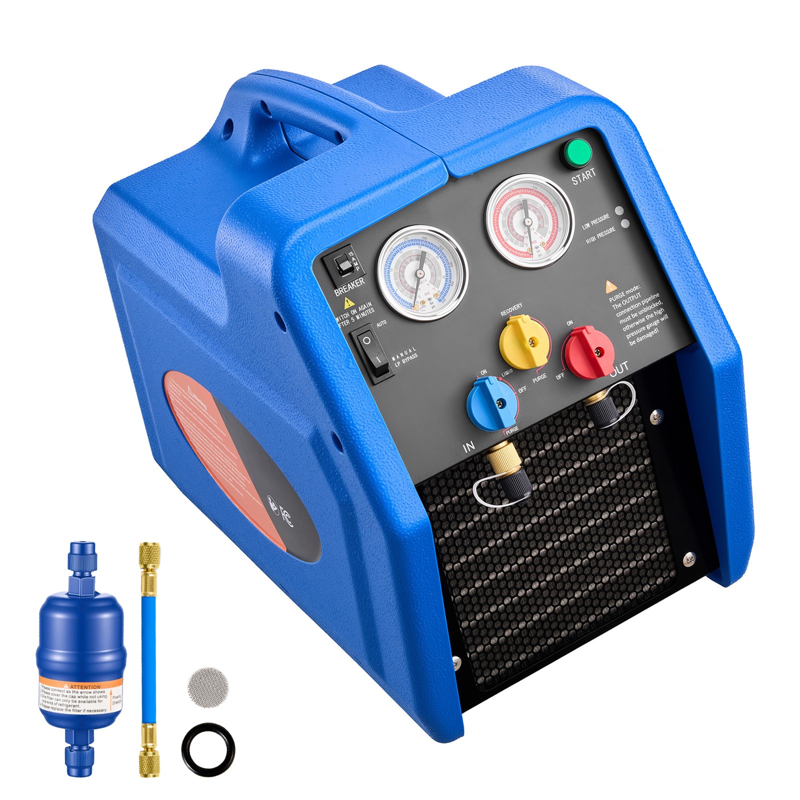 Uimoso Portable Refrigerant Recovery Unit,1HP Dual Cylinder for Vapor and Liquid