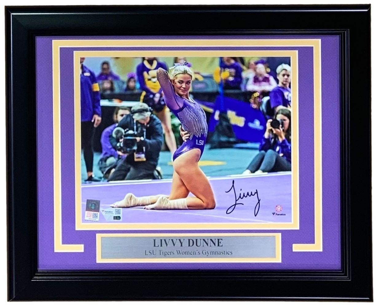 Olivia Livvy Dunne Signed LSU Tigers Custom Framed Photo 11x14 COA Olivia Livvy Dunne Signed LSU Tigers Custom Framed Photo 11x14 COA