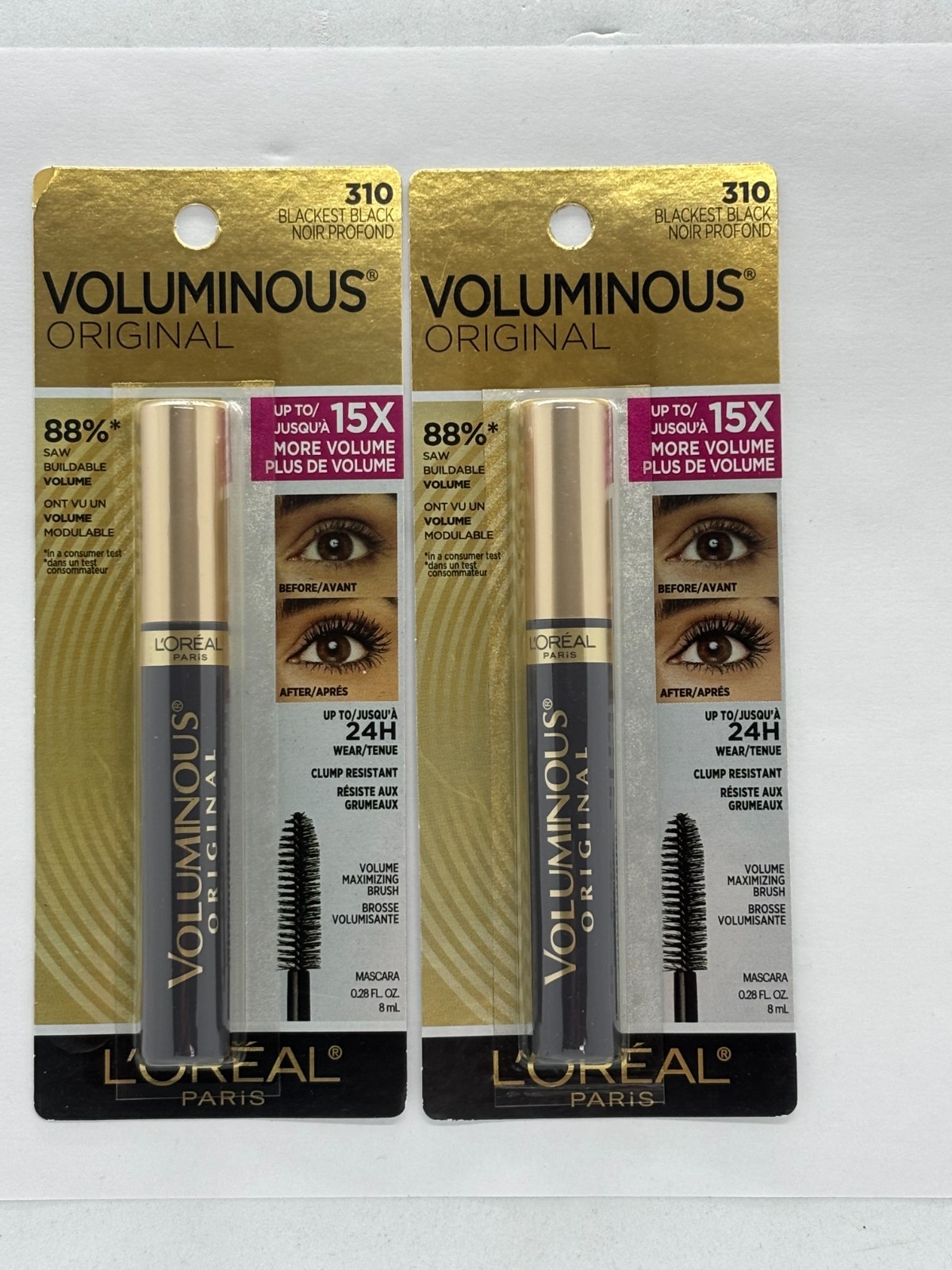 L\'Oreal Paris Voluminous Original Mascara, Blackest Black 310 2-Pack L\'Oreal Paris Voluminous Original Mascara, Blackest Black 310 2-Pack