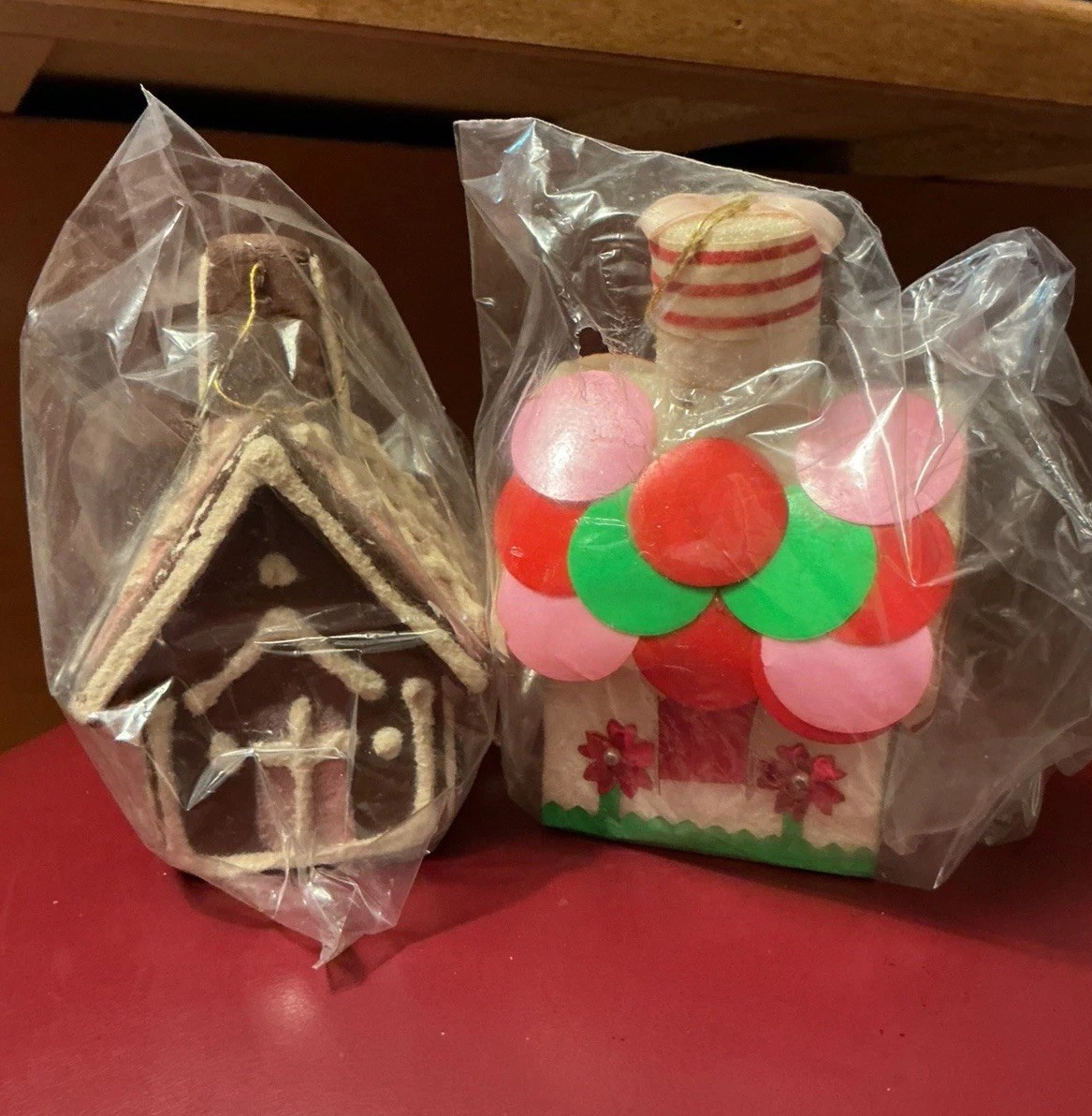 2 Vintage Styrofoam Christmas Ornament Houses Japan Kitsch 60s Mint in Pkg 2 Vintage Styrofoam Christmas Ornament Houses Japan Kitsch 60s Mint in Pkg