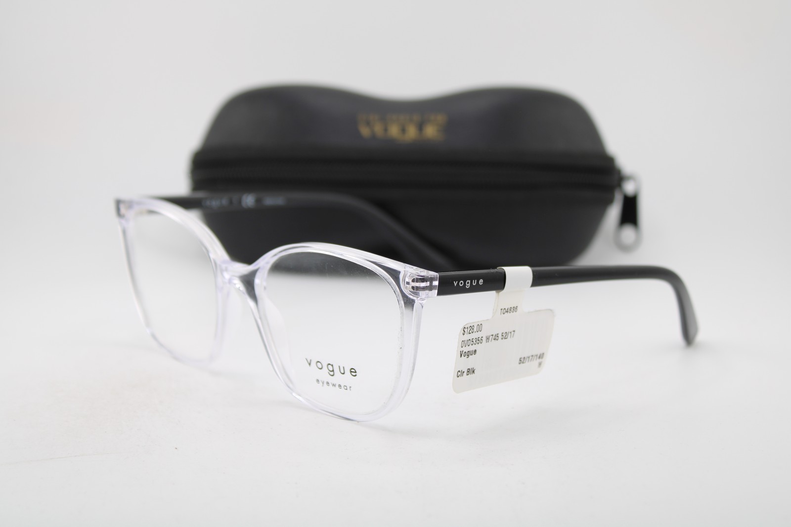 NEW VOGUE EYEWEAR VO 5356 W745 CLEAR BLACK AUTHENTIC EYEGLASSES 52-17 NEW VOGUE EYEWEAR VO 5356 W745 CLEAR BLACK AUTHENTIC EYEGLASSES 52-17