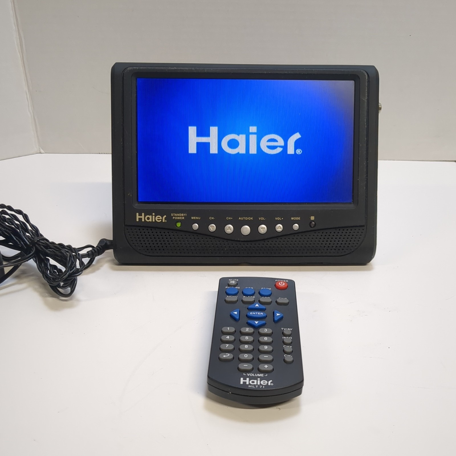 Haier HLT71 7in LCD TV 480p Black Built-In Speakers RCA/Coax Inputs No Antenna 