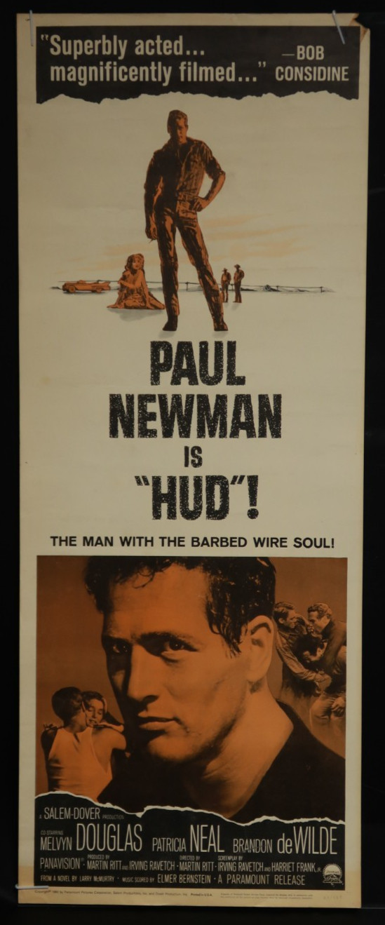 Hud 1963 Poster Insert 14 x 36 NSS 63/117 Paul Newman Melvyn Douglas Patric Neal