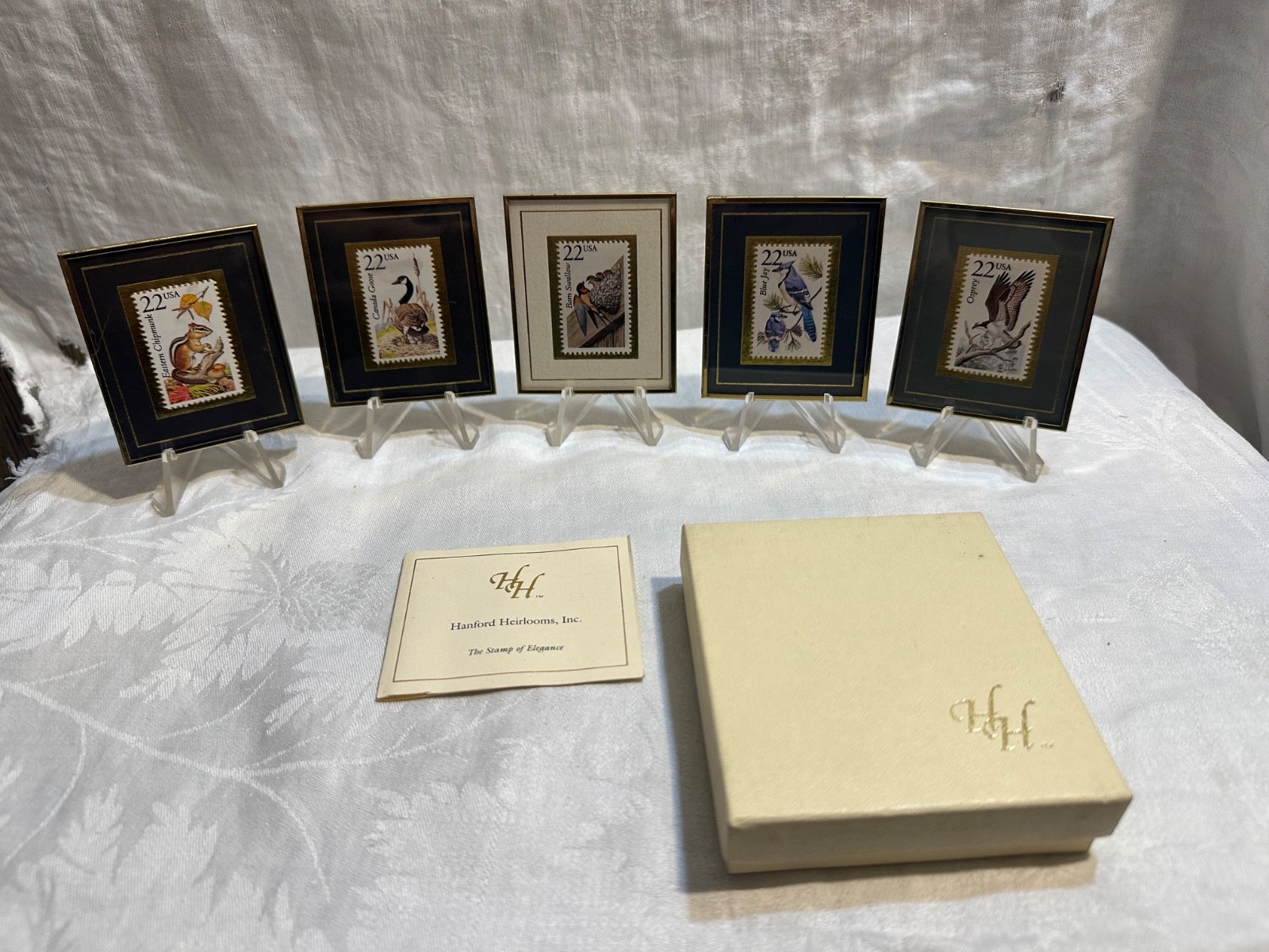 Lot of 5 Vintage 1990 Hanford Heirlooms Limited Edition Wildlife Framed Stamps Lot of 5 Vintage 1990 Hanford Heirlooms Limited Edition Wildlife Framed Stamps