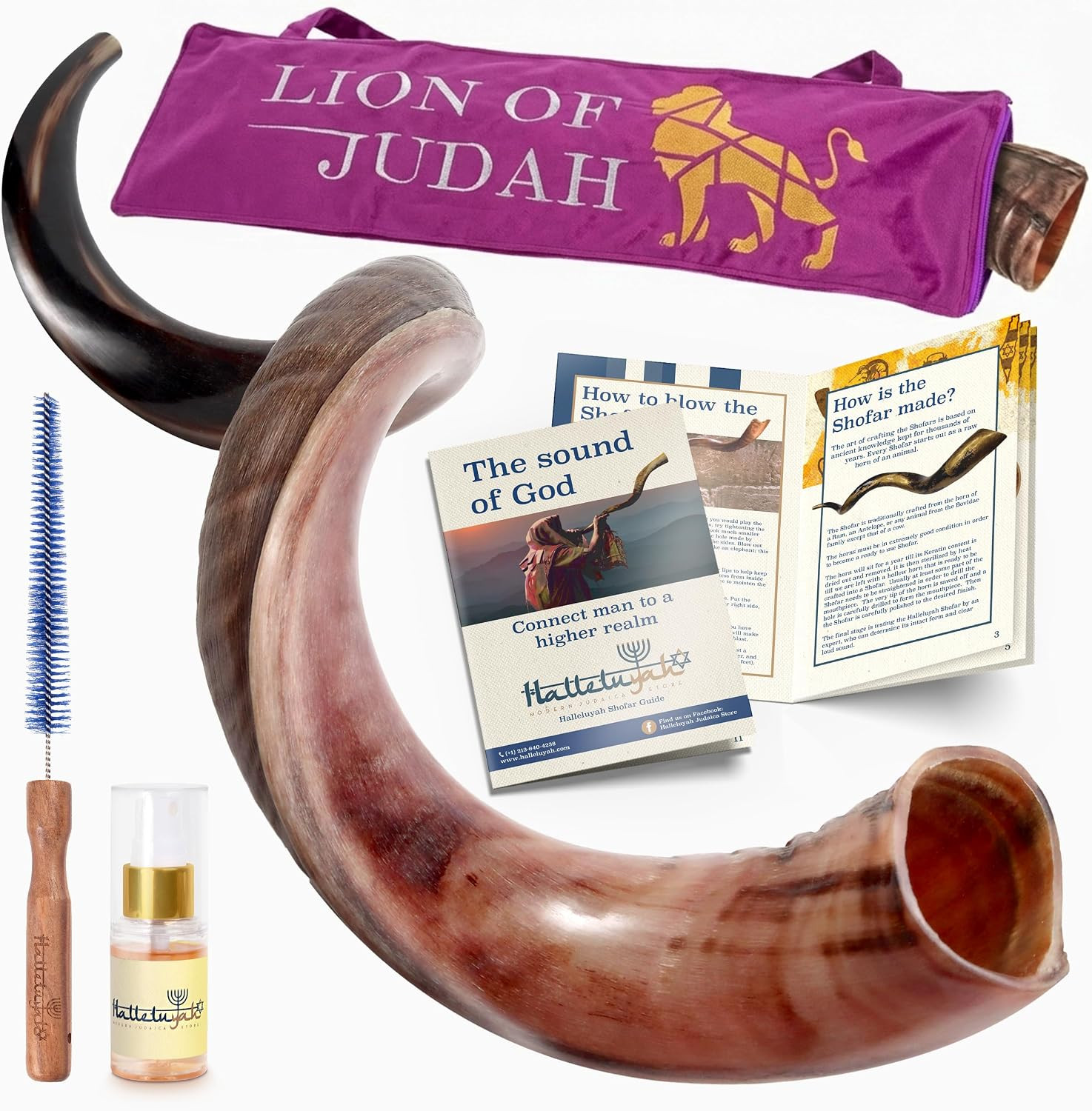 HalleluYAH Original Kosher Half Polished Kudu Shofar Israel HalleluYAH Original Kosher Half Polished Kudu Shofar Israel