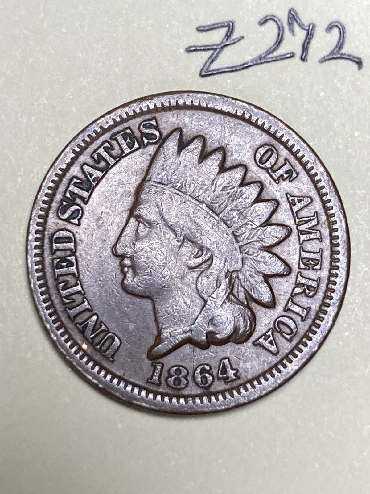 1864 Indian cent, coin #Z272 1864 Indian cent, coin #Z272