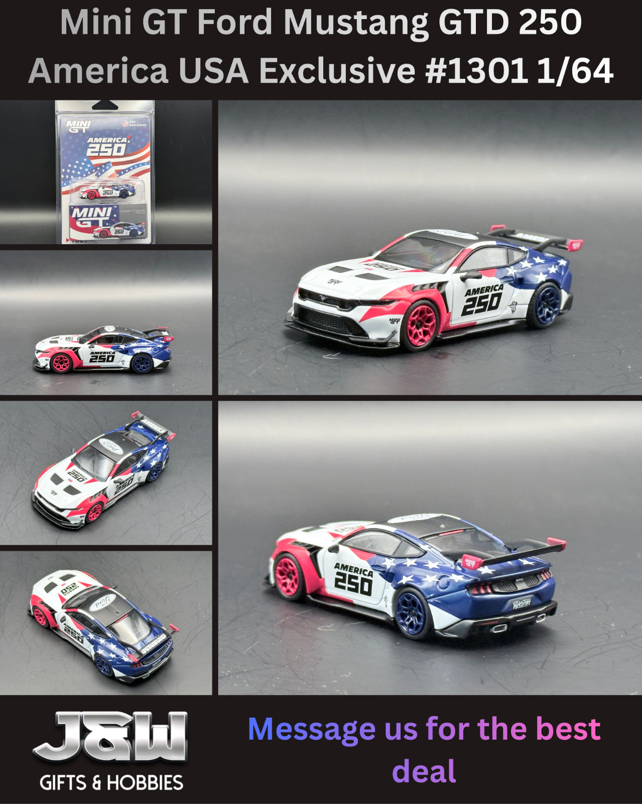 Mini GT (American Muscle) Ford Mustang GTD 250 America USA Exclusive #1301 1/64