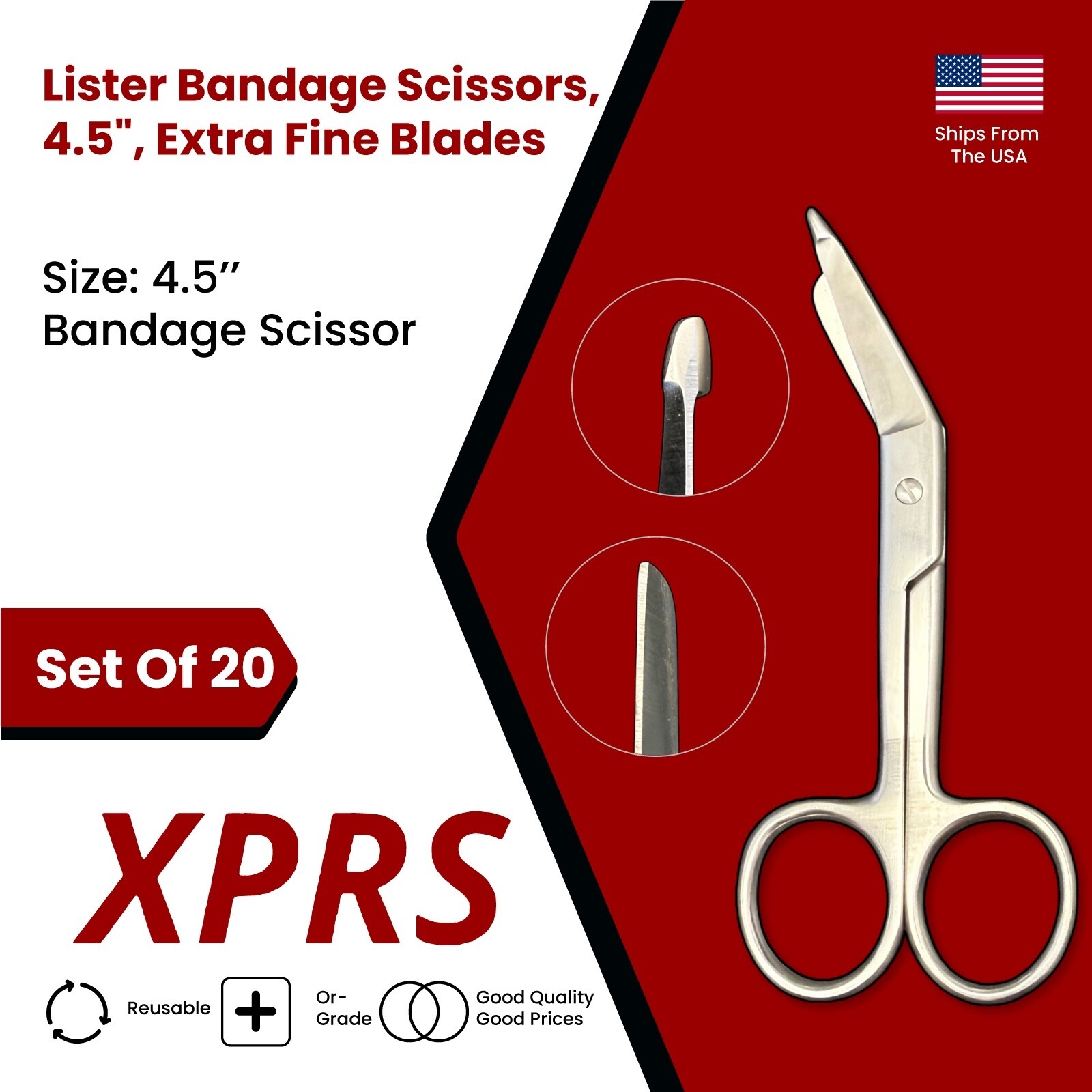 Set of 20 Lister Bandage Scissors, 4.5