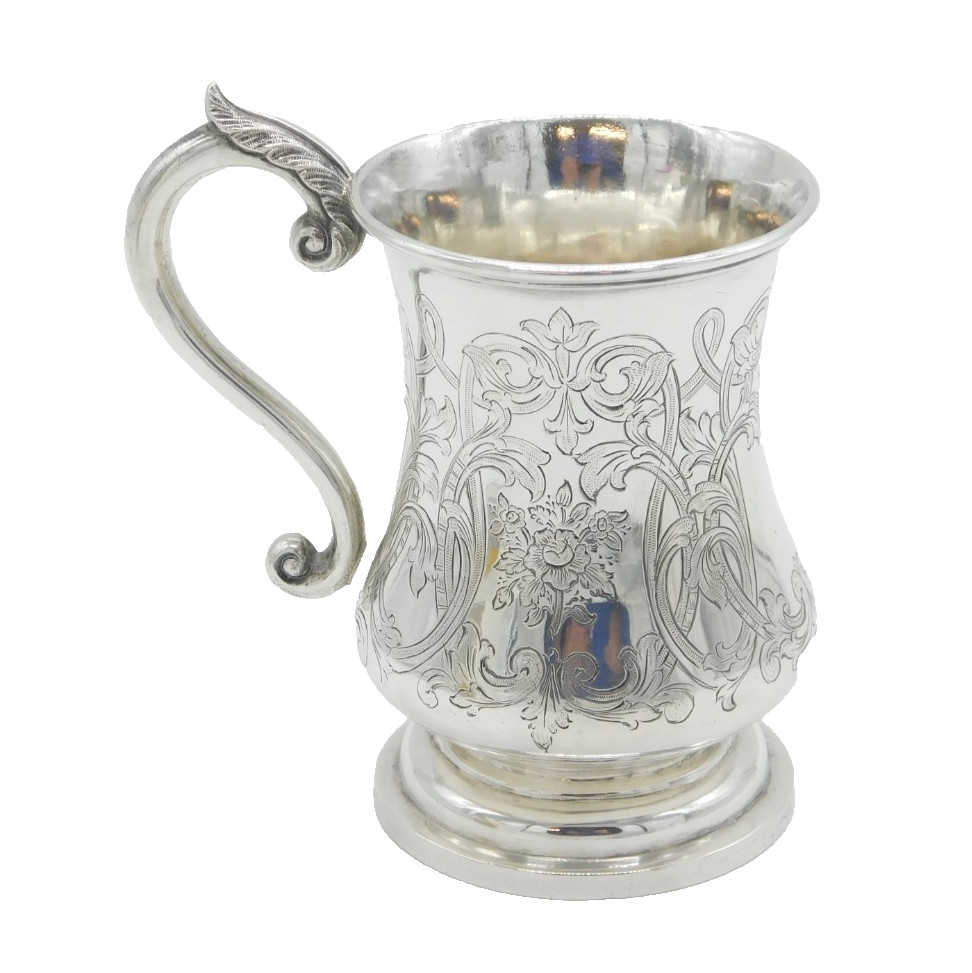 Anglo-Indian Colonial Sterling Silver Christening Mug Antique c1850 Madras