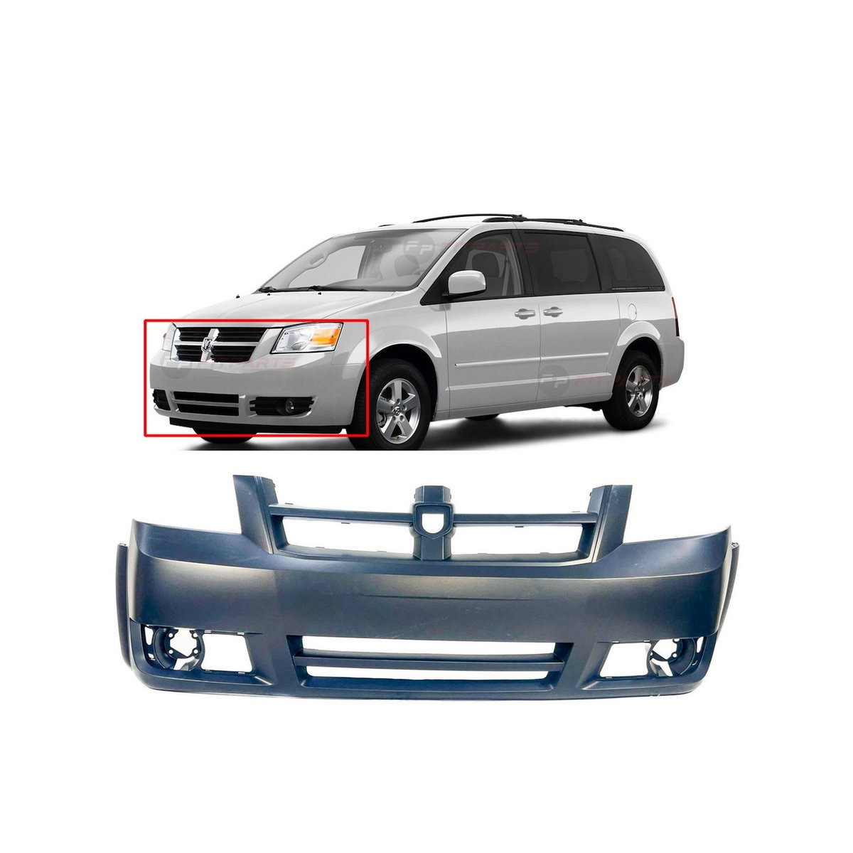 Bumper Cover For 2008-2010 Dodge Grand Caravan 1AG01TZZAB Primed Front