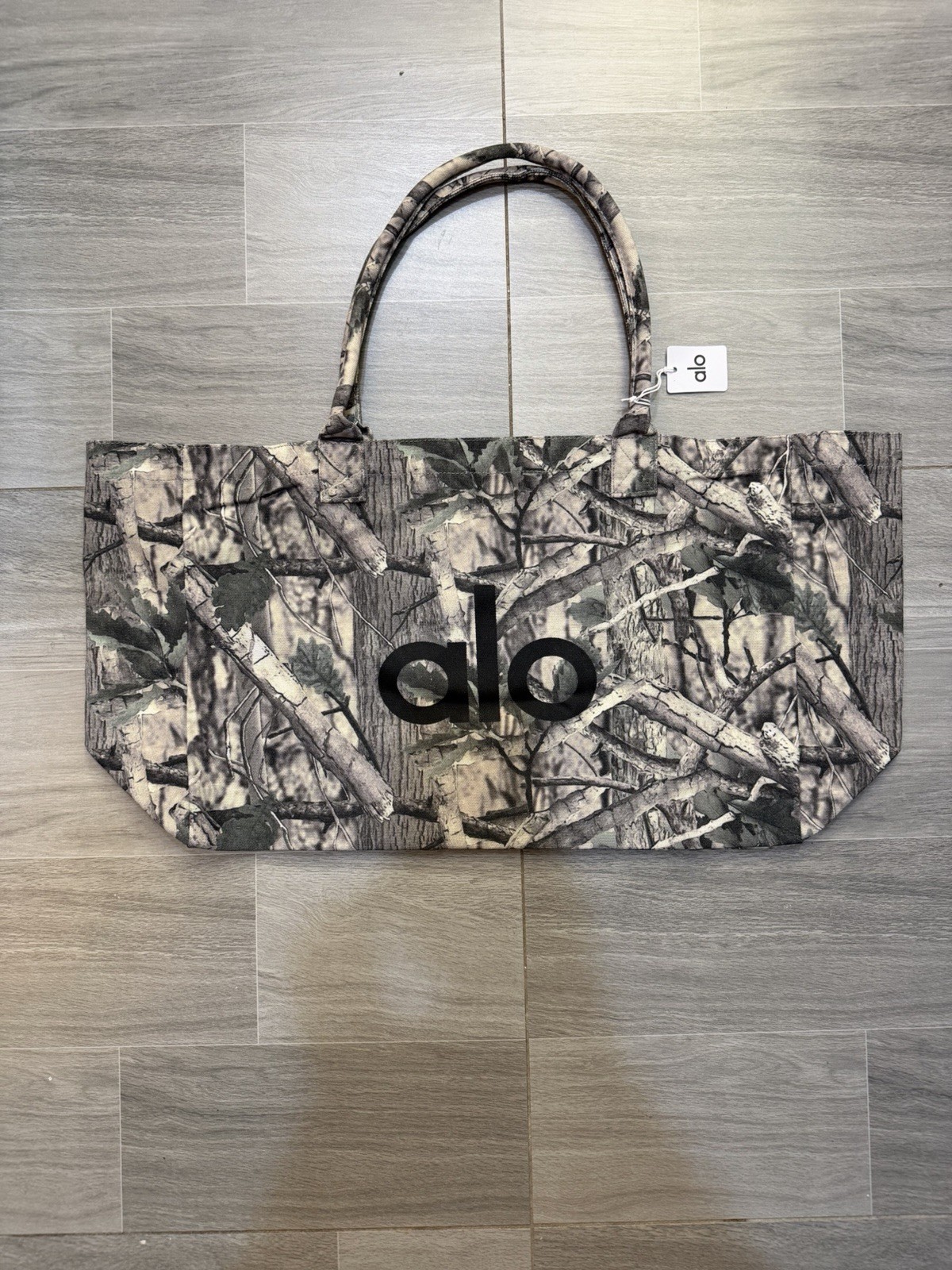 Alo Yoga Large Camo Canvas Tote Bag Shoulder Shopper Travel Gym Beach NWT