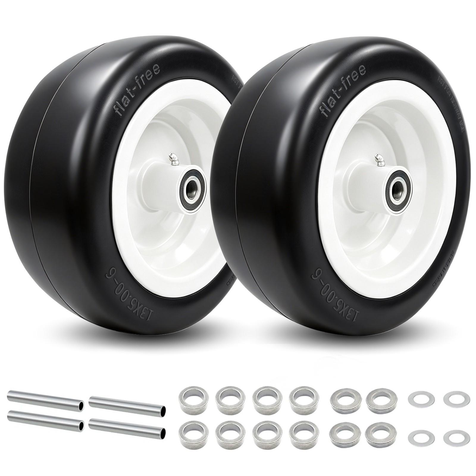 2Pcs 13x5.00-6 Flat Free Tire and Wheel for Lawn Mowers & Zero Turn Mowers 2Pcs 13x5.00-6 Flat Free Tire and Wheel for Lawn Mowers & Zero Turn Mowers