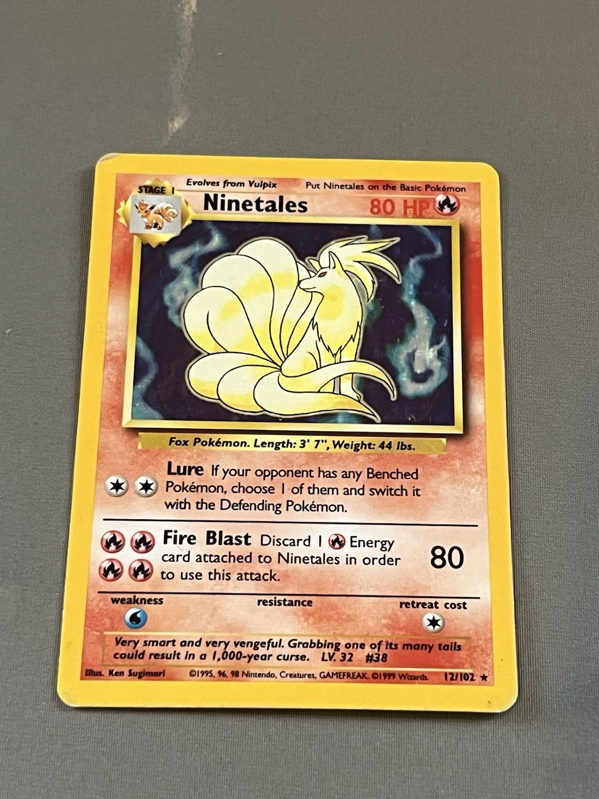Pokemon TCG Ninetails Base Set Unlimited Holo Rare 12/102 Vintage Pokemon TCG Ninetails Base Set Unlimited Holo Rare 12/102 Vintage