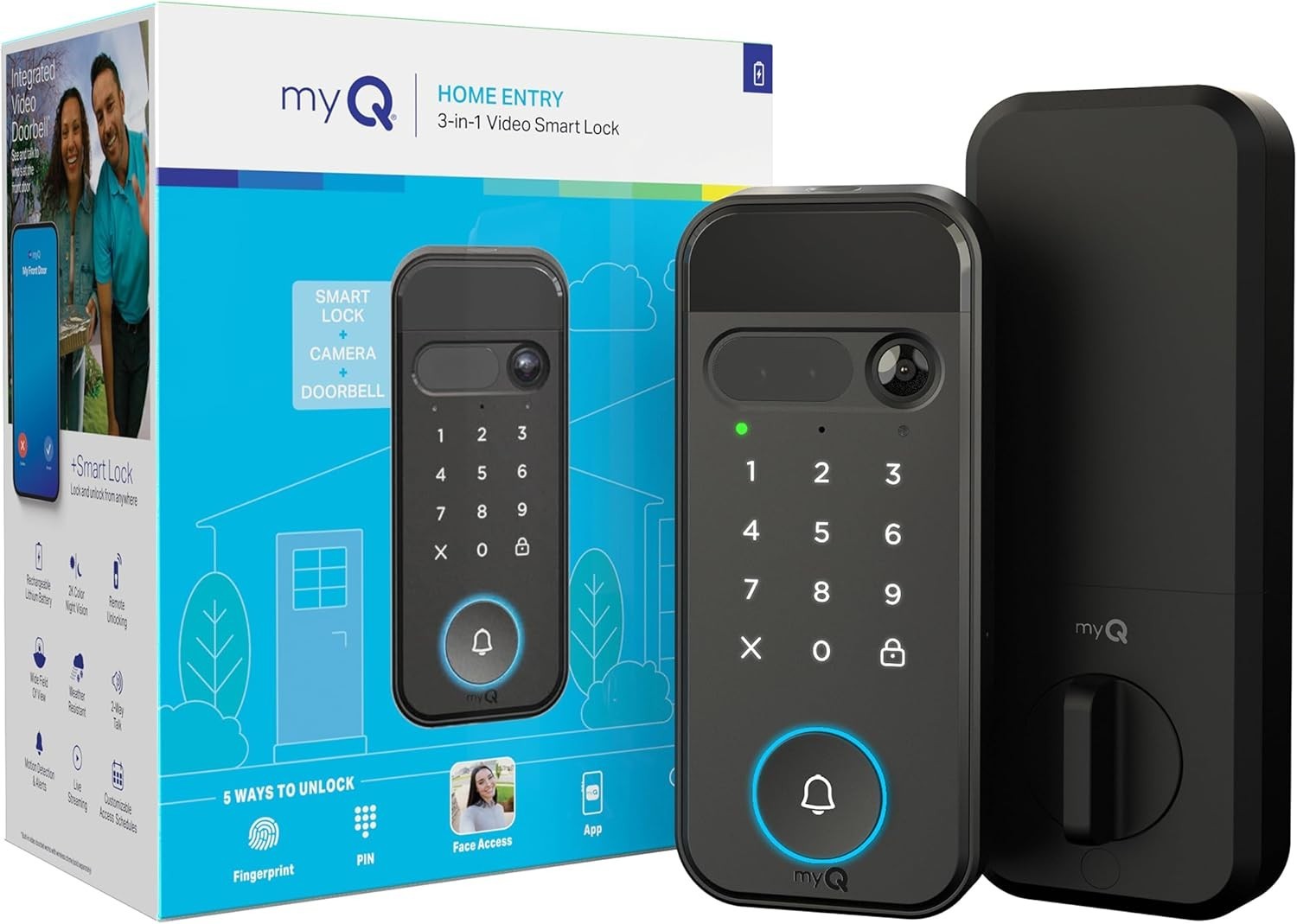myQ Secure View™ 3-in-1 Smart Lock with 2K HDR Video Doorbell Camera myQ Secure View™ 3-in-1 Smart Lock with 2K HDR Video Doorbell Camera