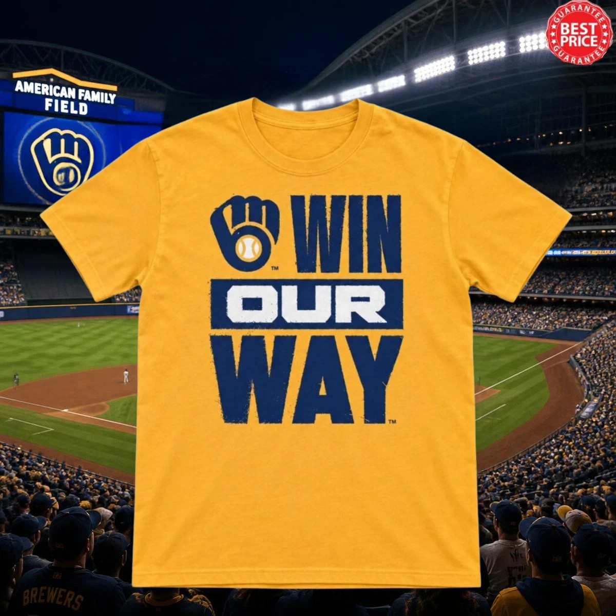 HOT# Milwaukee Baseball Win Our Way Gold T-Shirt Fan Inspired Game Day Tee HOT# Milwaukee Baseball Win Our Way Gold T-Shirt Fan Inspired Game Day Tee