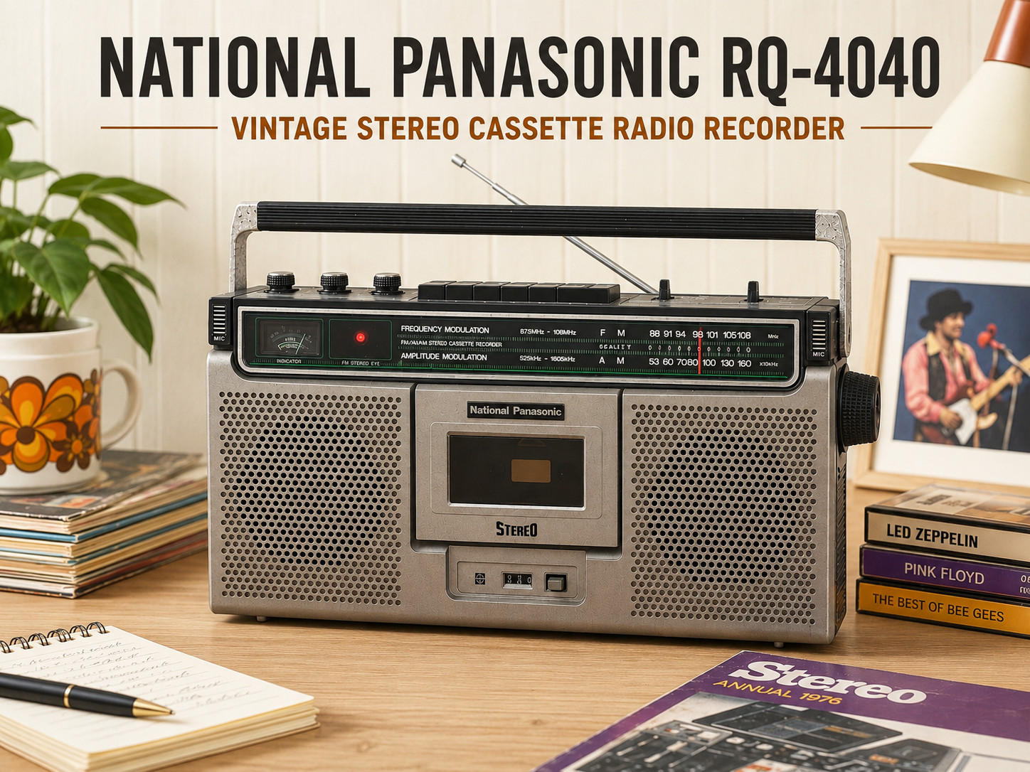 NATIONAL PANASONIC RQ-4040 ๐RaRe๐ Vintage Stereo Cassette Radio Recorder NATIONAL PANASONIC RQ-4040 ๐RaRe๐ Vintage Stereo Cassette Radio Recorder