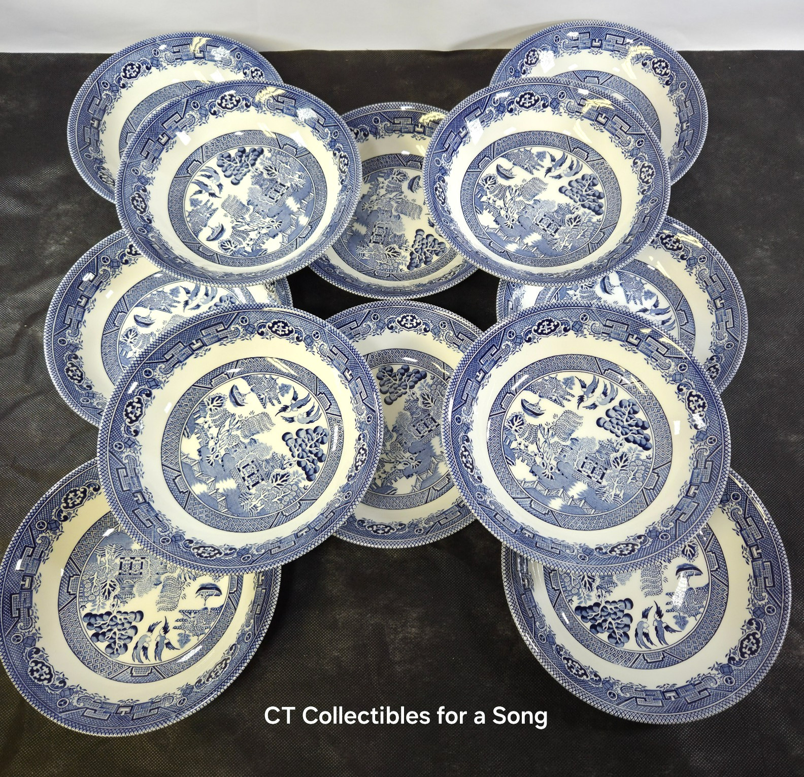 NEW Set of 12 Queen\'s by Churchill Blue Willow Pasta Bowls 9\ NEW Set of 12 Queen\'s by Churchill Blue Willow Pasta Bowls 9\