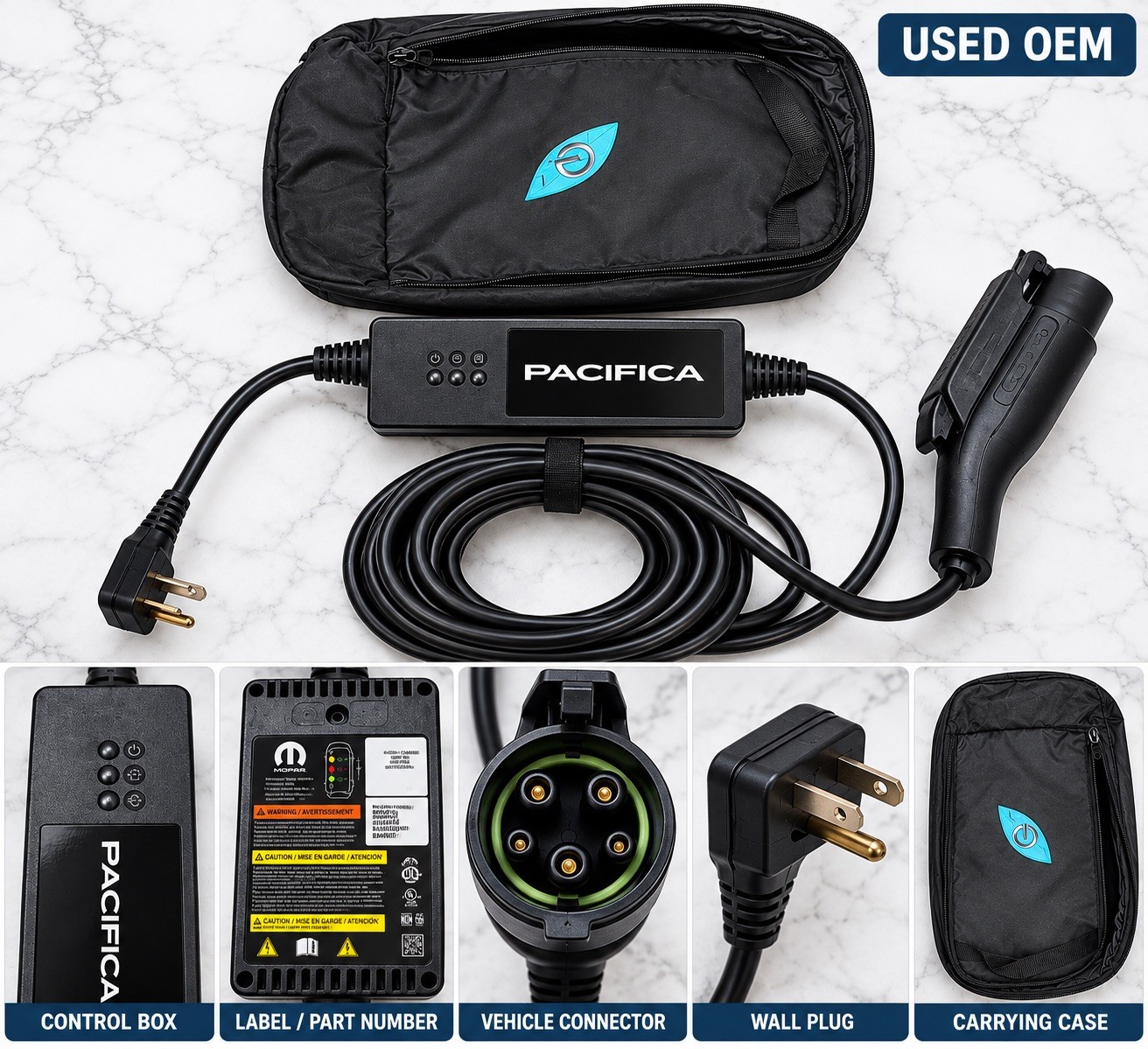 OEM Chrysler Pacifica Voyager Hybrid EV Charger With Case Bag 05185142AB