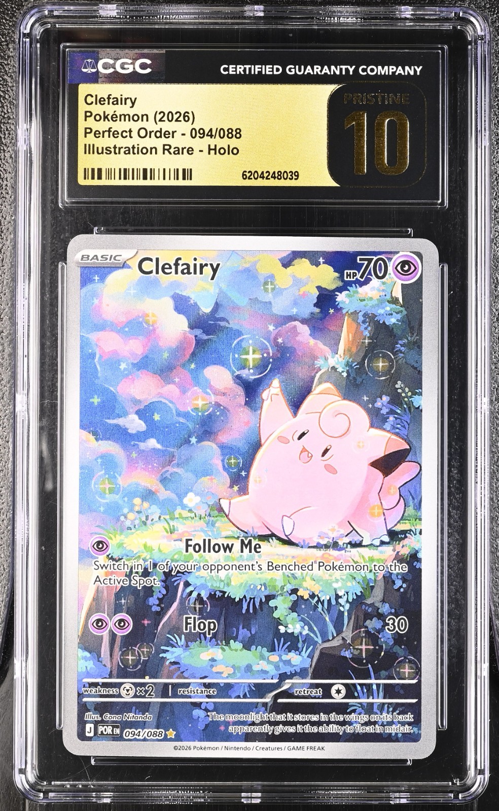 Pokemon Clefairy 094/088 Illustration Rare Perfect Order - CGC 10 PRISTINE Pokemon Clefairy 094/088 Illustration Rare Perfect Order - CGC 10 PRISTINE