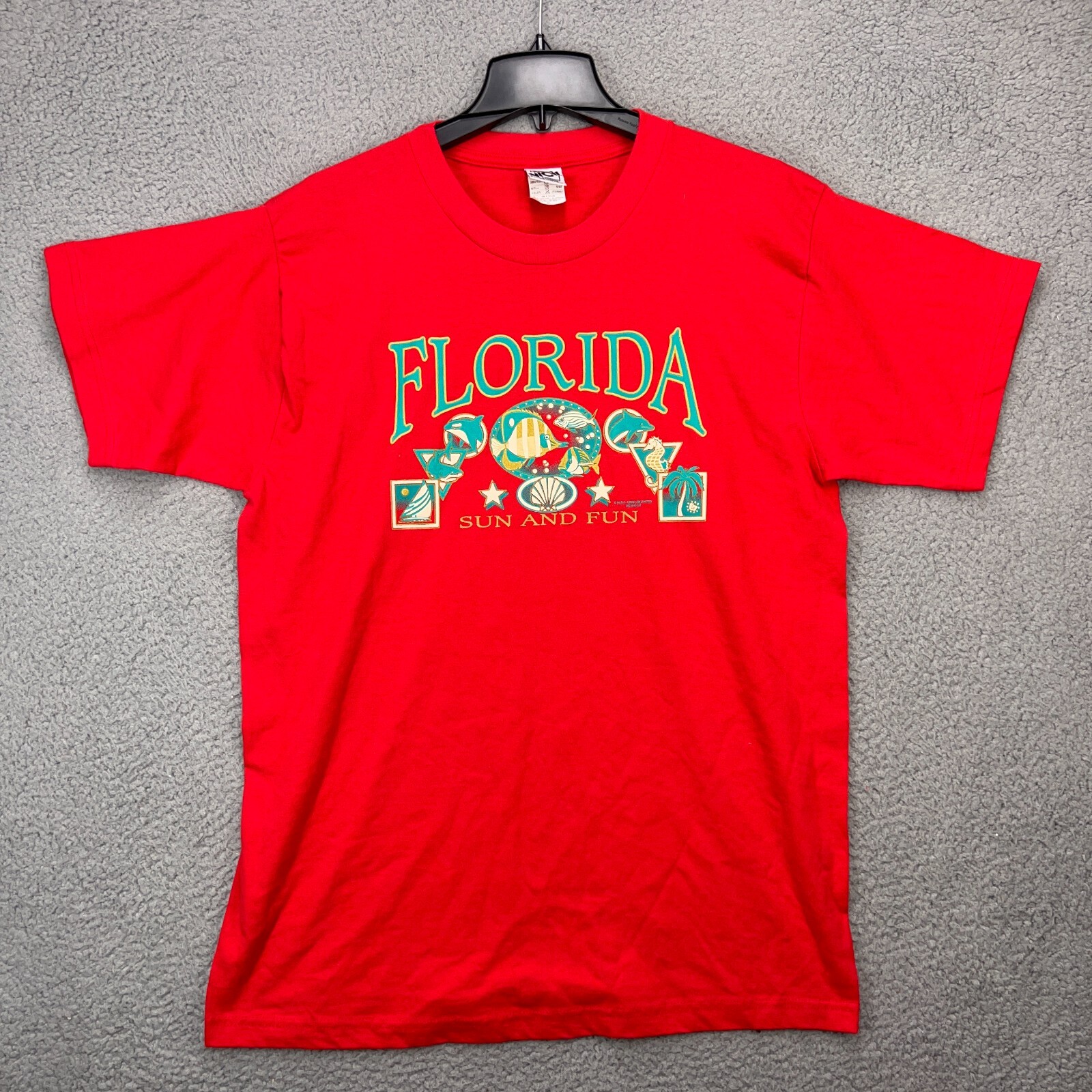 WCW Florida Shirt Mens XL Red Short Sleeve Fun & Sun Vintage 90s Y2K Wrestling