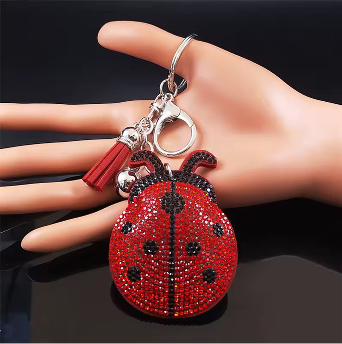 Crystal Keychain Bejeweled Ladybug w/ Tassel Bag Charm NEW Crystal Keychain Bejeweled Ladybug w/ Tassel Bag Charm NEW