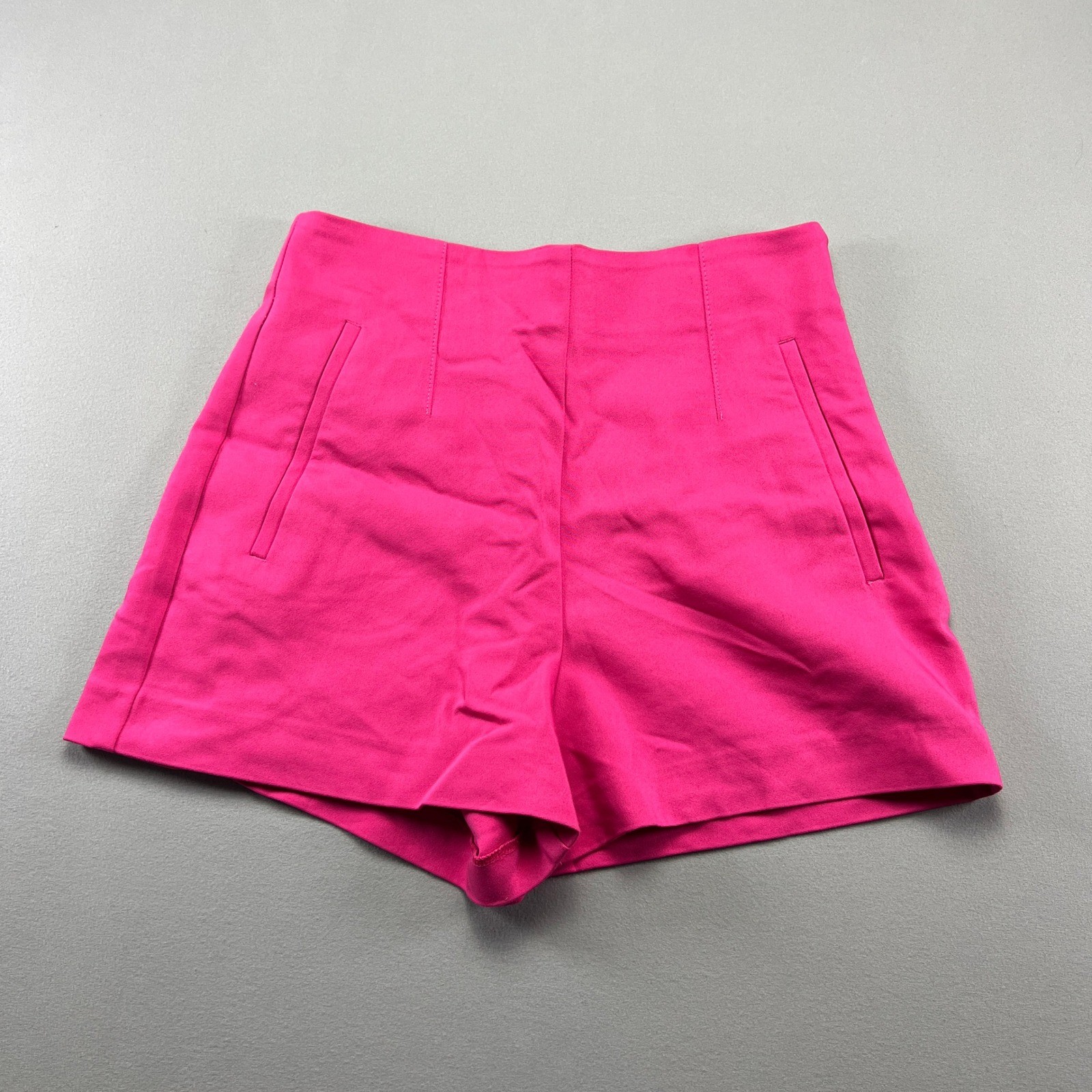 Zara Shorts Womens Small Pink High Waist Side Zip Minimalist Summer Streetwear