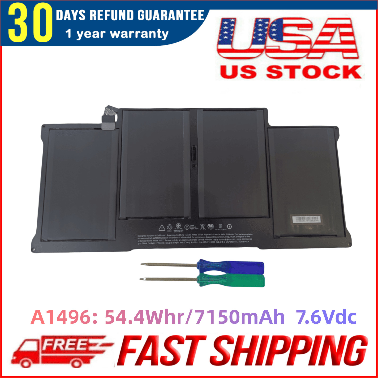 Genuine A1496 A1466 Battery for Apple MacBook Air 13\'\'A1405 A1369 2014 2015 2017