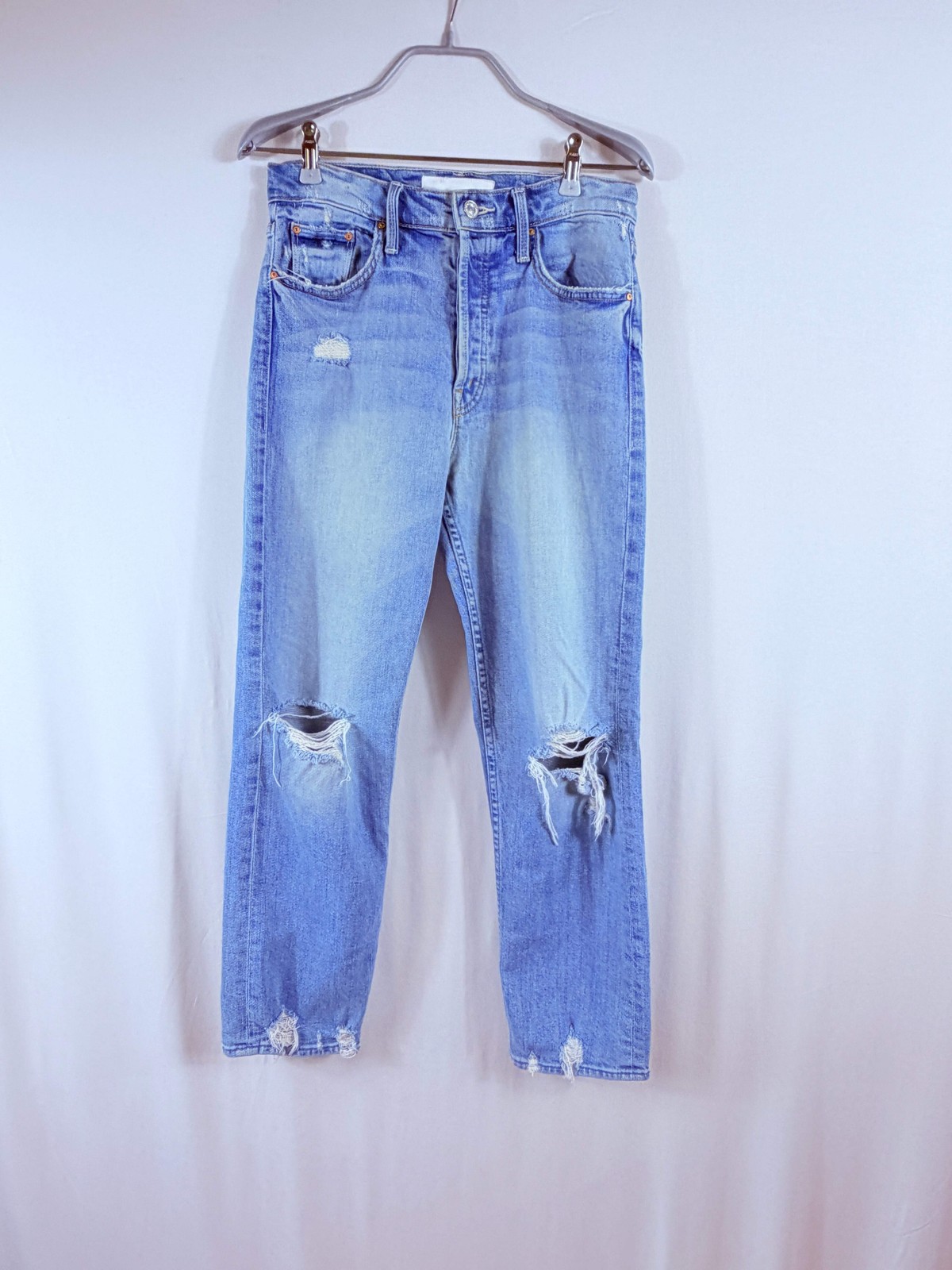 MOTHER Distressed Light Wash Boyfriend Jeans