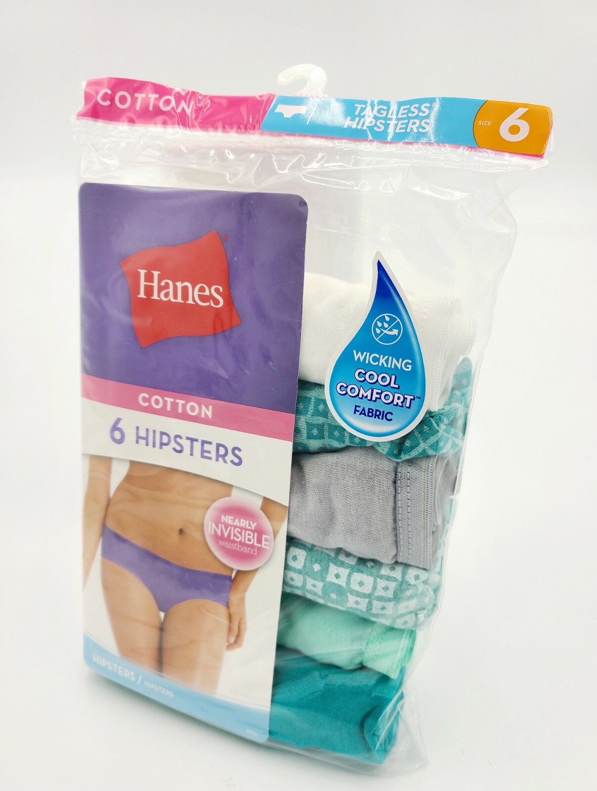 Hanes Women\'s Hipster Panties Underwear 6-Pk Size 6 Cotton Assorted Colors