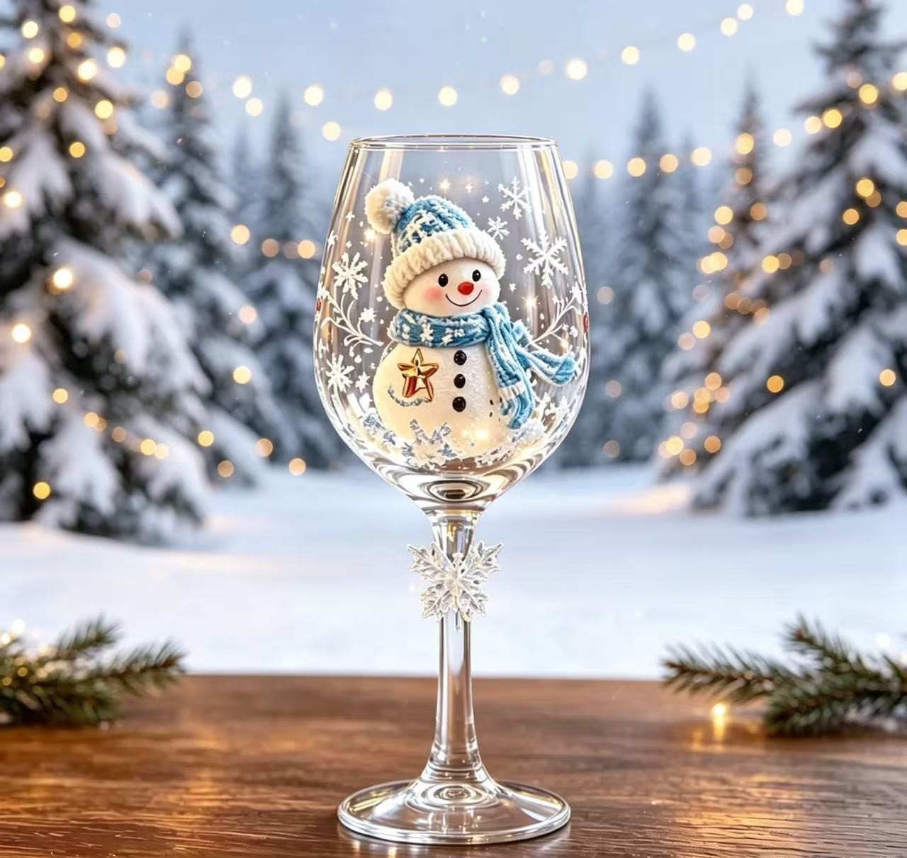 LUXURY NEW Christmas 3D Wine Glass Collection Gift Box Set, 6 Festive Designs
