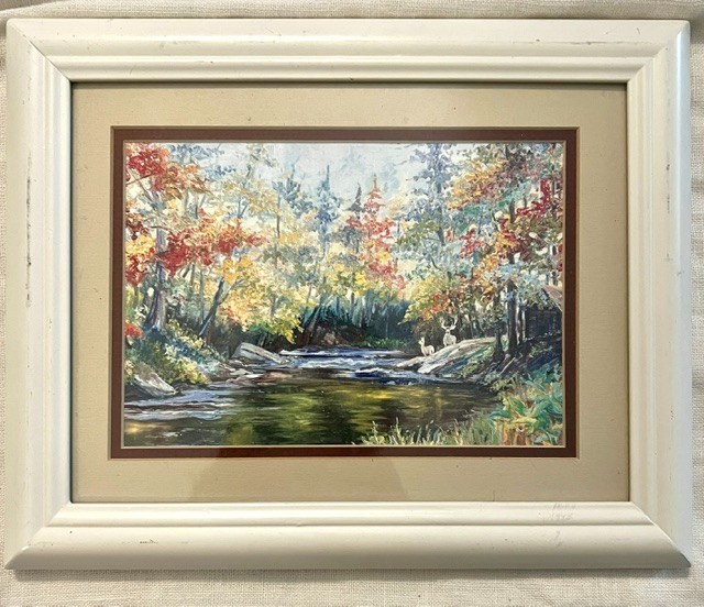 Sophie Dare Paper Print Autumn Respite with Deer - 8x10 in White Vintage Frame
