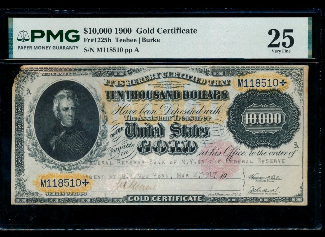 AC Fr 1225h 1900 $10,000 Gold Certificate PMG 25 comment. TEN THOUSAND DOLLARS