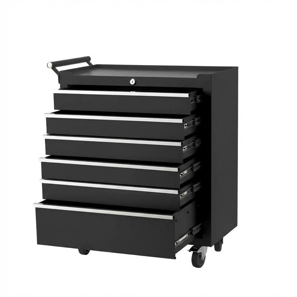 6 Drawer Rolling Tool Chest Lockable Wheels Tool Storage Cabinet Box for Garage