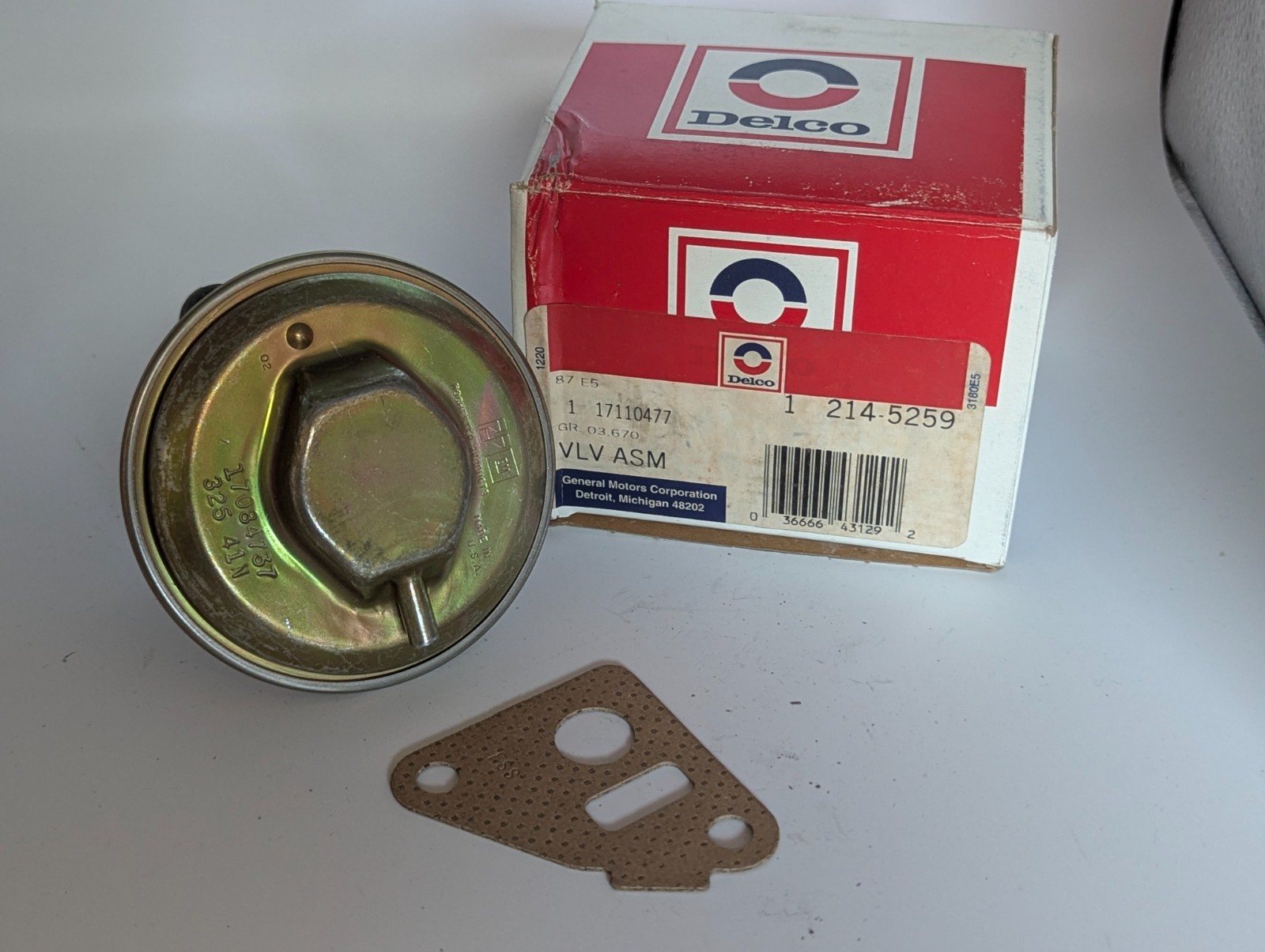 EGR Valve KIT - DELCO -7110477 214-5259 - NOS - 1985-89 Chevy GM 5.0L, 5.7L V8 EGR Valve KIT - DELCO -7110477 214-5259 - NOS - 1985-89 Chevy GM 5.0L, 5.7L V8